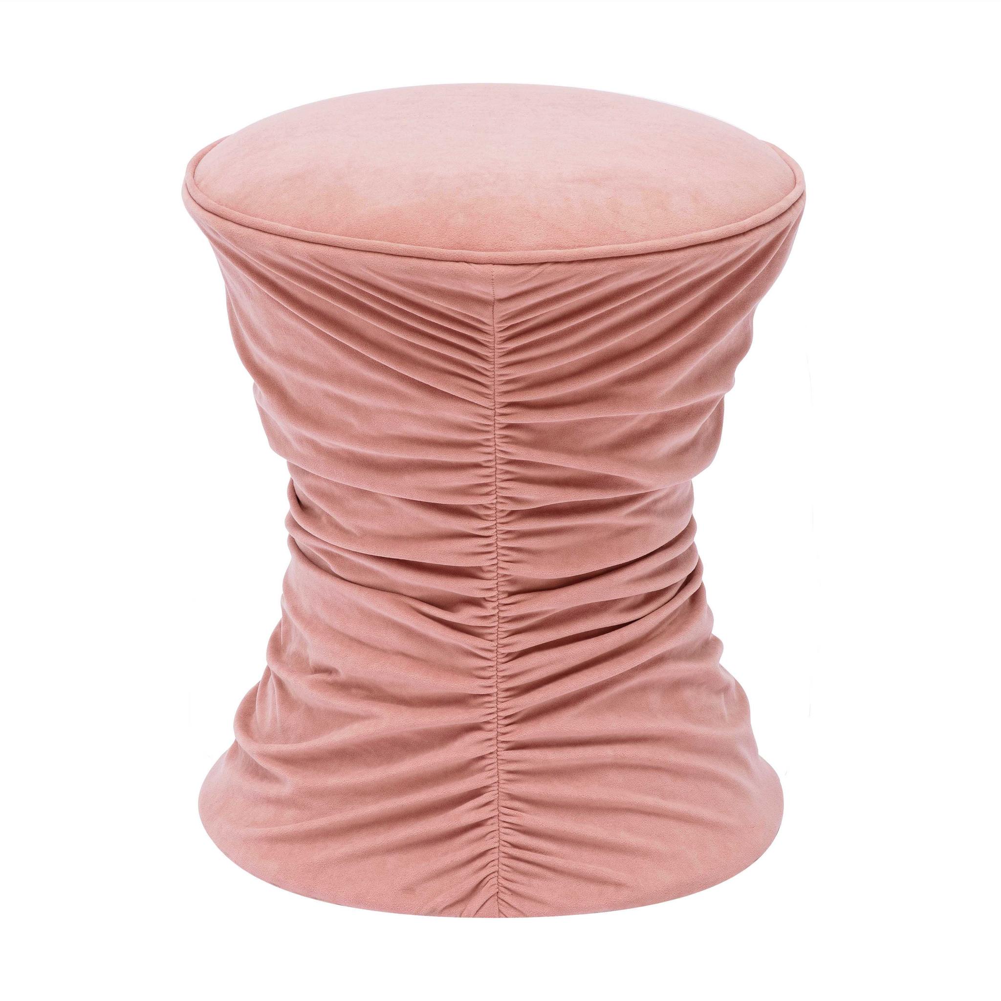 Bounce Rose Pink Ruched Velvet Adjustable Ottoman - Image 6