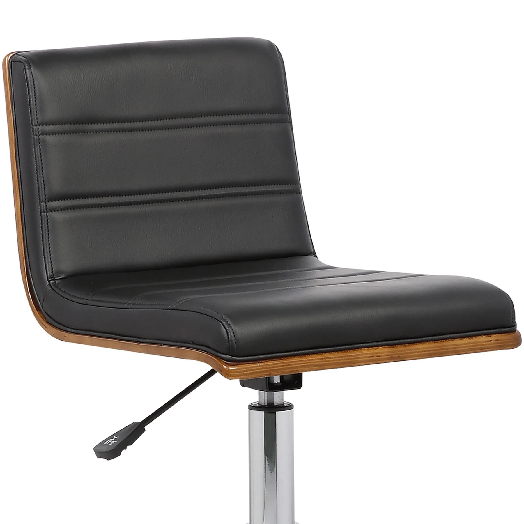 Bowie Mid-Century Office Chair in Chrome finish with Black Faux Leather and Walnut Veneer Back - Image 5