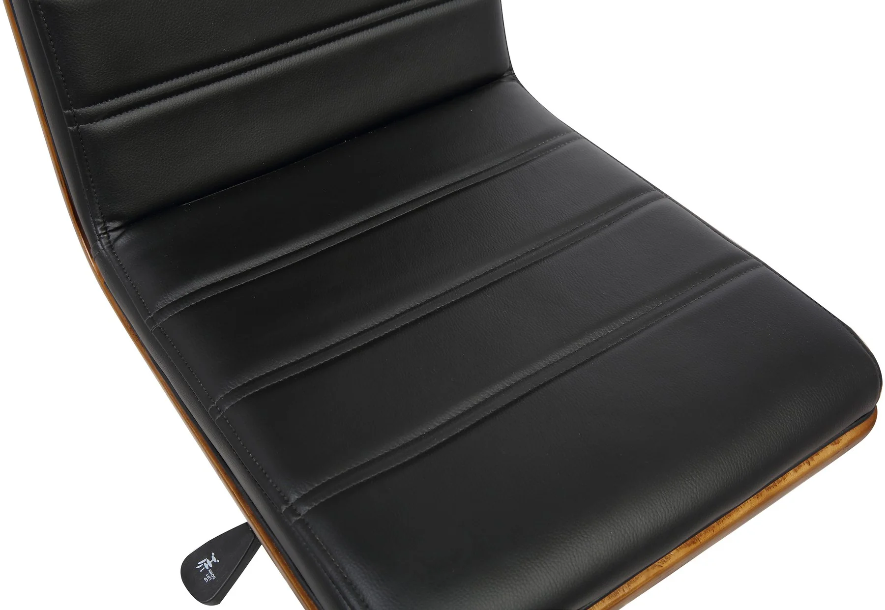 Bowie Mid-Century Office Chair in Chrome finish with Black Faux Leather and Walnut Veneer Back - Image 6