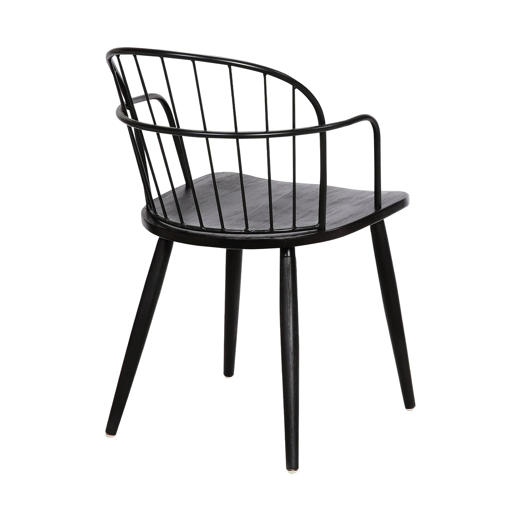 Bradley Steel Framed Side Chair in Black Powder Coated Finish and Black Brushed Wood - Image 4