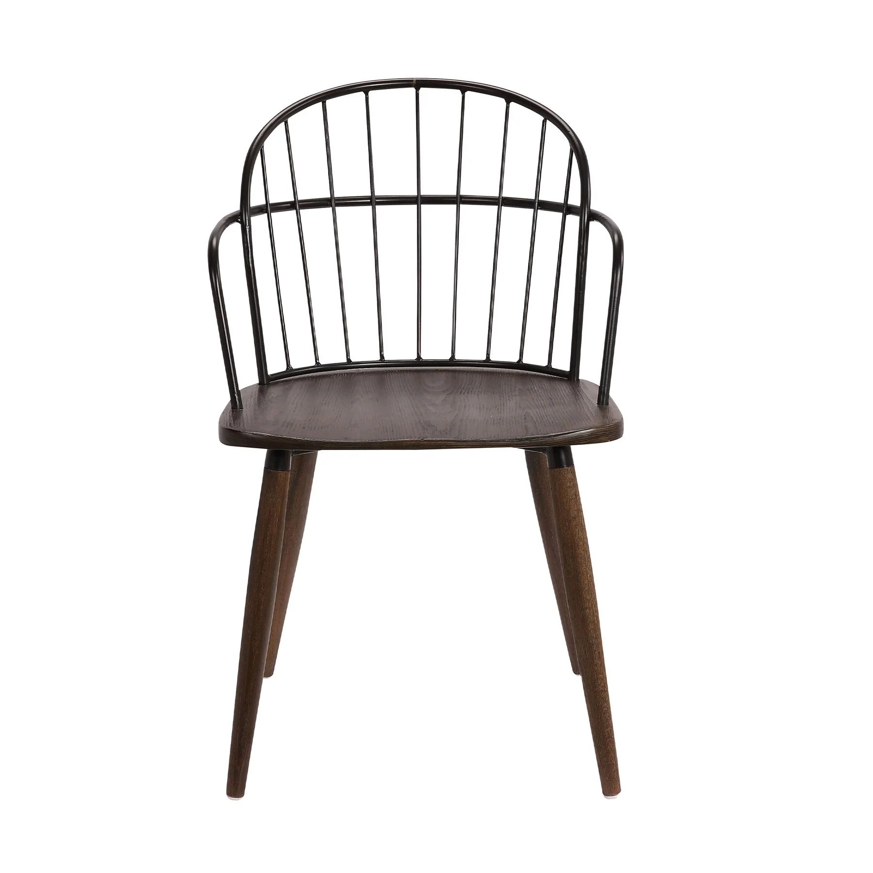 Bradley Steel Framed Side Chair in Black Powder Coated Finish and Walnut Glazed Wood - Image 2