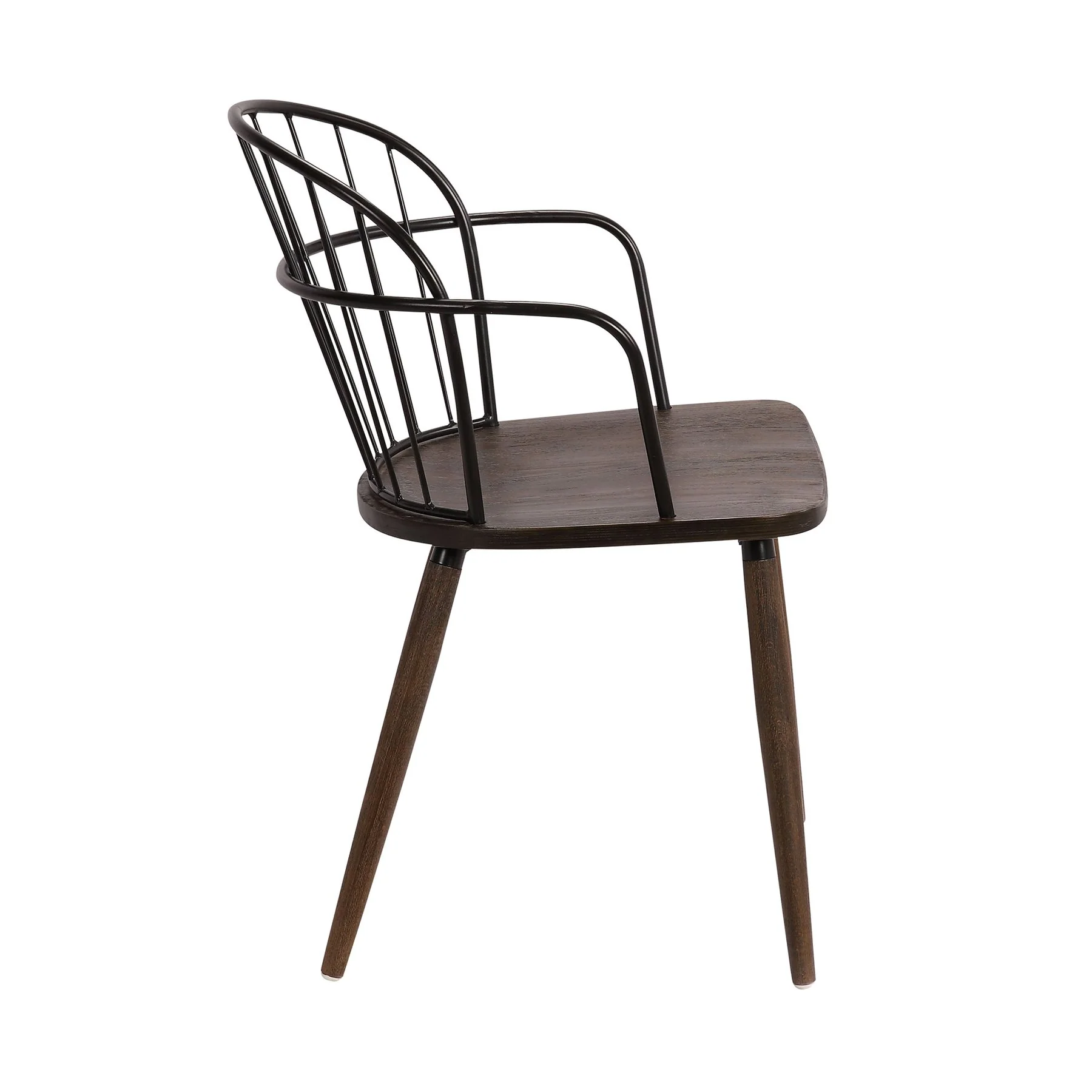Bradley Steel Framed Side Chair in Black Powder Coated Finish and Walnut Glazed Wood - Image 3