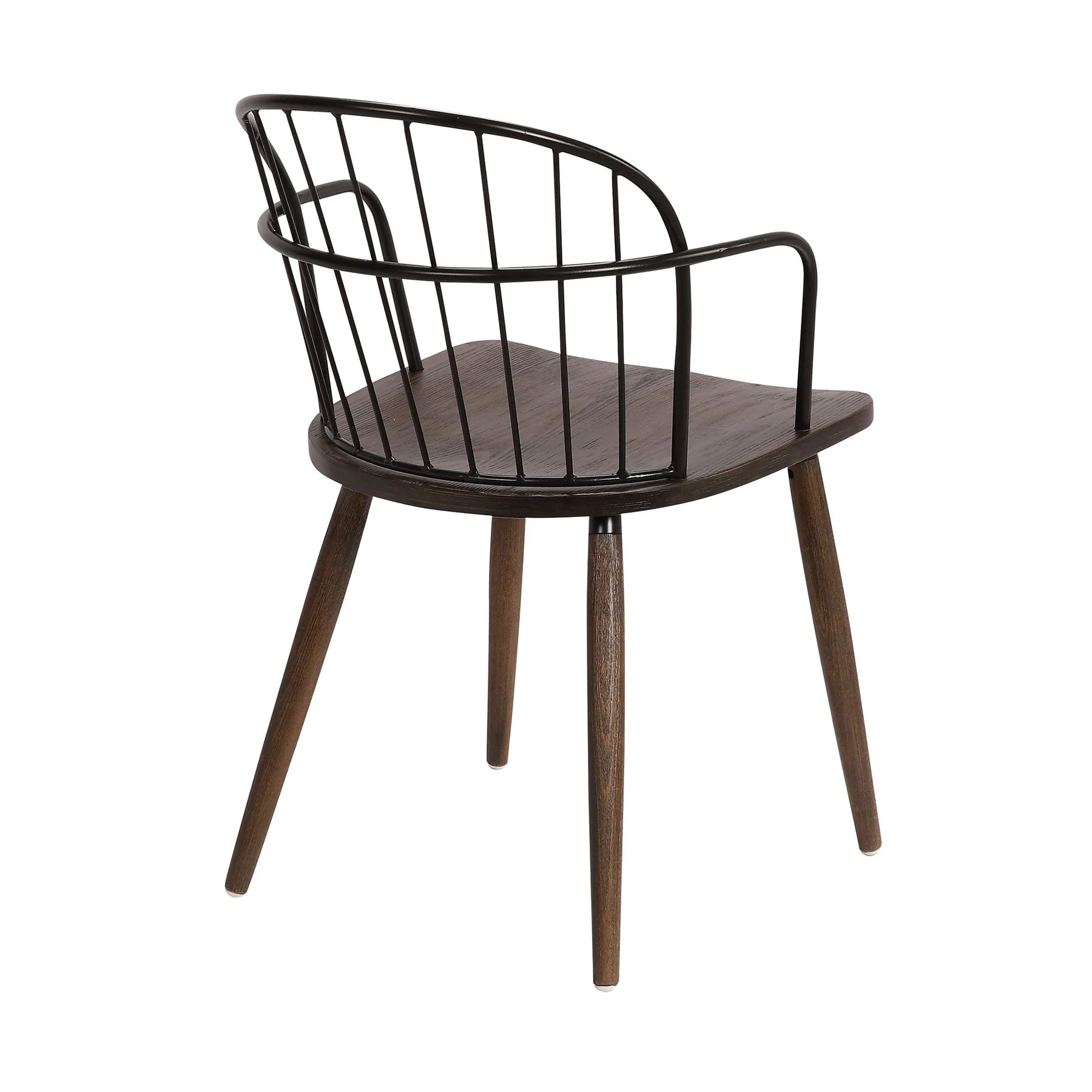 Bradley Steel Framed Side Chair in Black Powder Coated Finish and Walnut Glazed Wood - Image 4