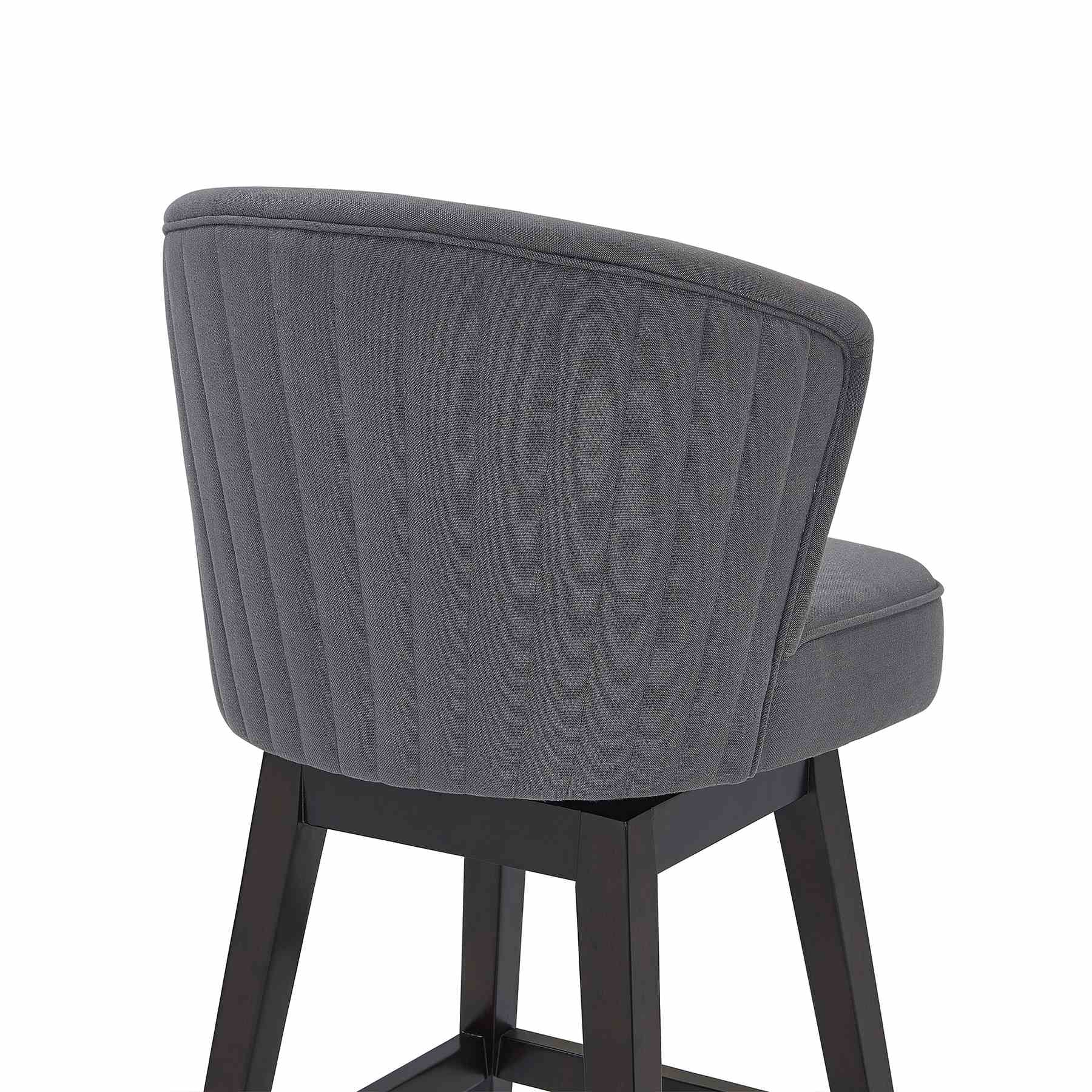 Brandy 26" Counter Height Swivel Gray Fabric and Espresso Wood Bar Stool - Image 5