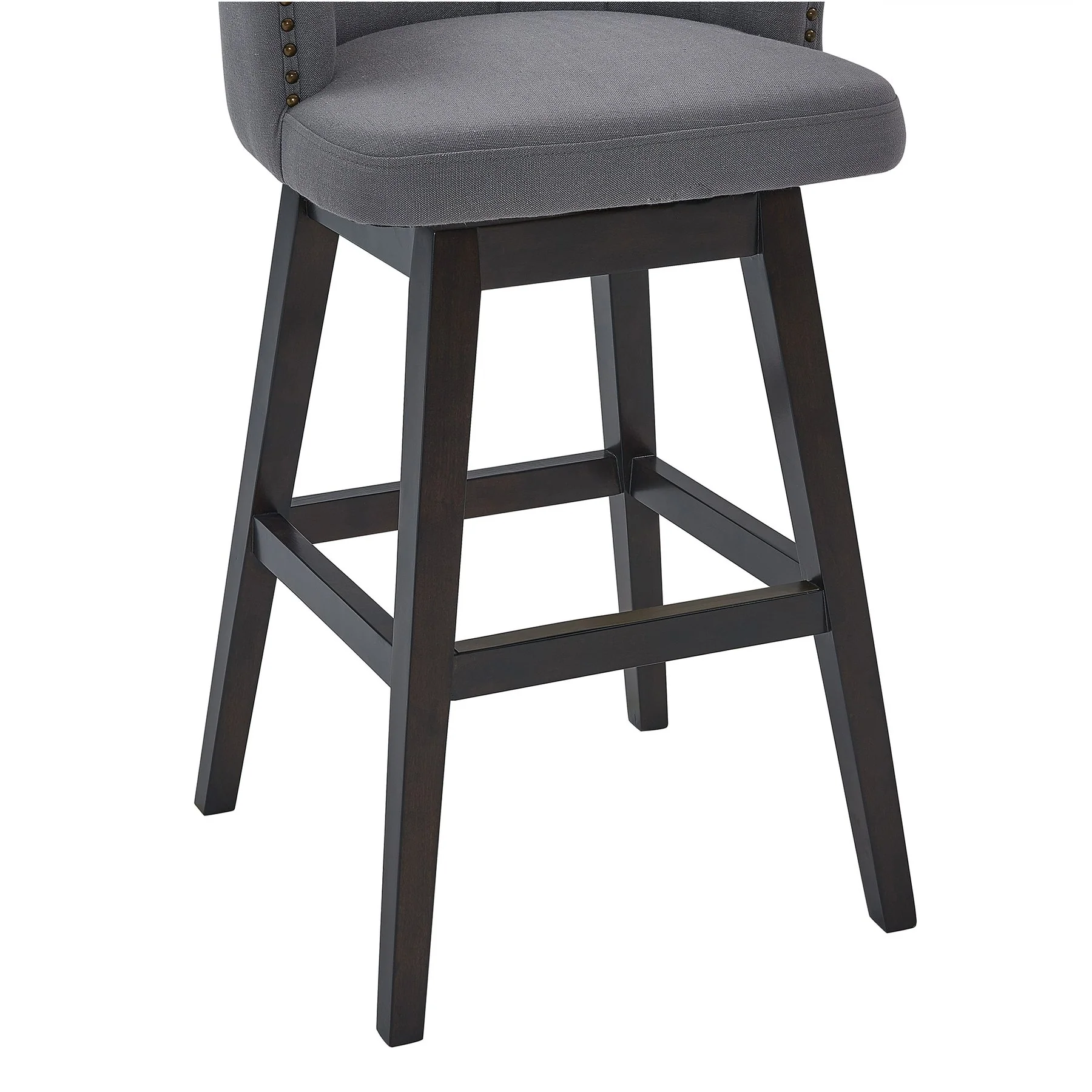Brandy 26" Counter Height Swivel Gray Fabric and Espresso Wood Bar Stool - Image 6