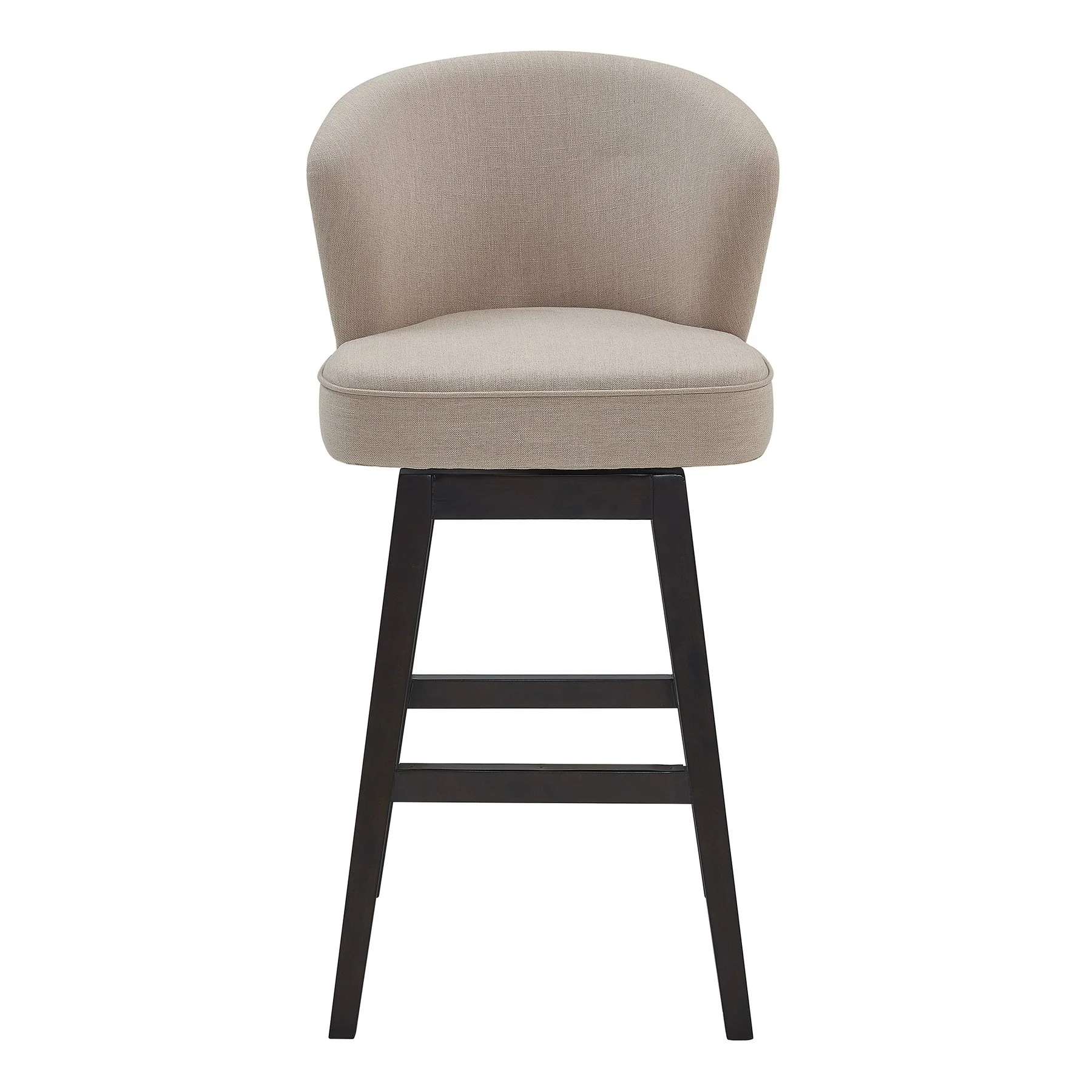Brandy 26" Counter Height Swivel Tan Fabric and Espresso Wood Bar Stool - Image 2