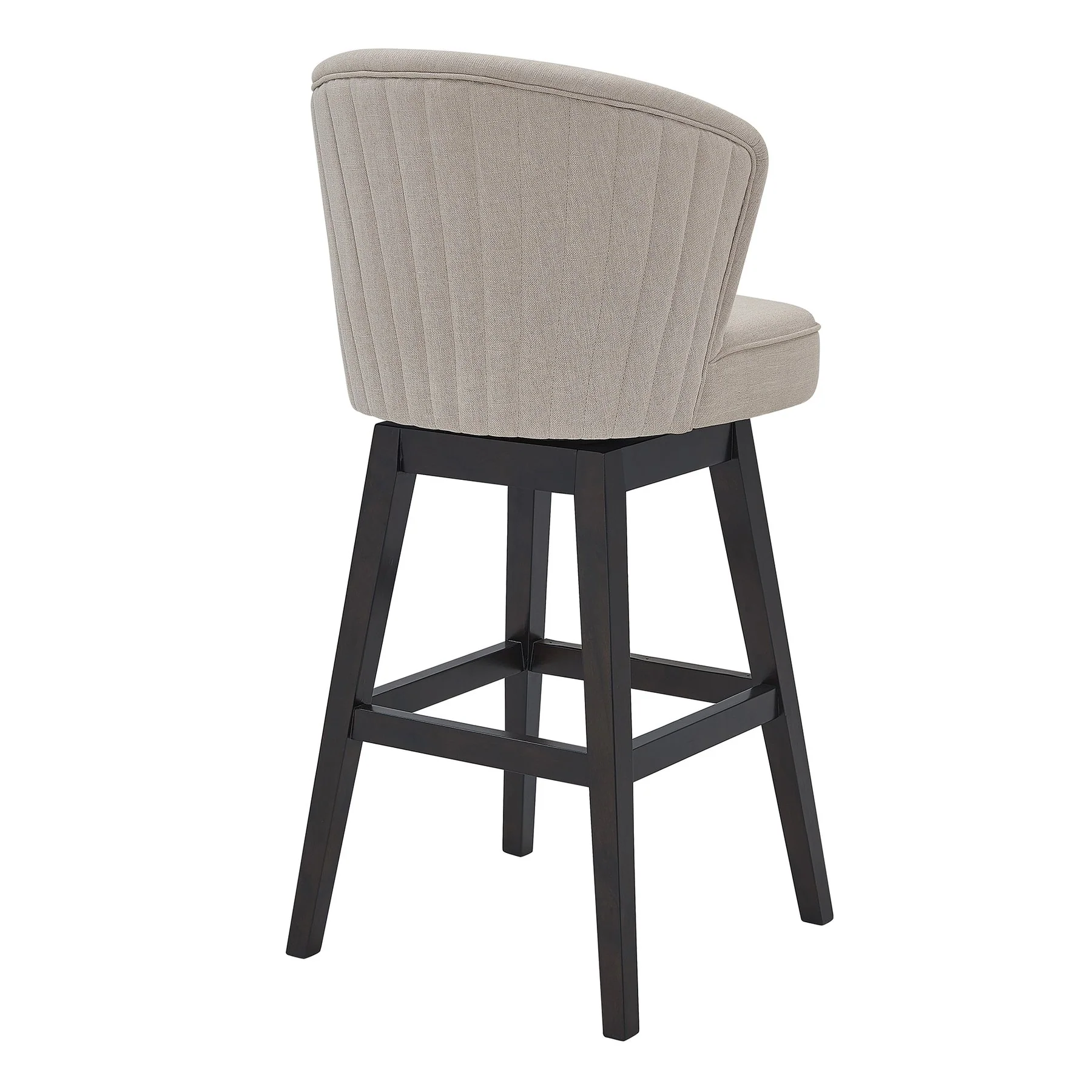 Brandy 26" Counter Height Swivel Tan Fabric and Espresso Wood Bar Stool - Image 3