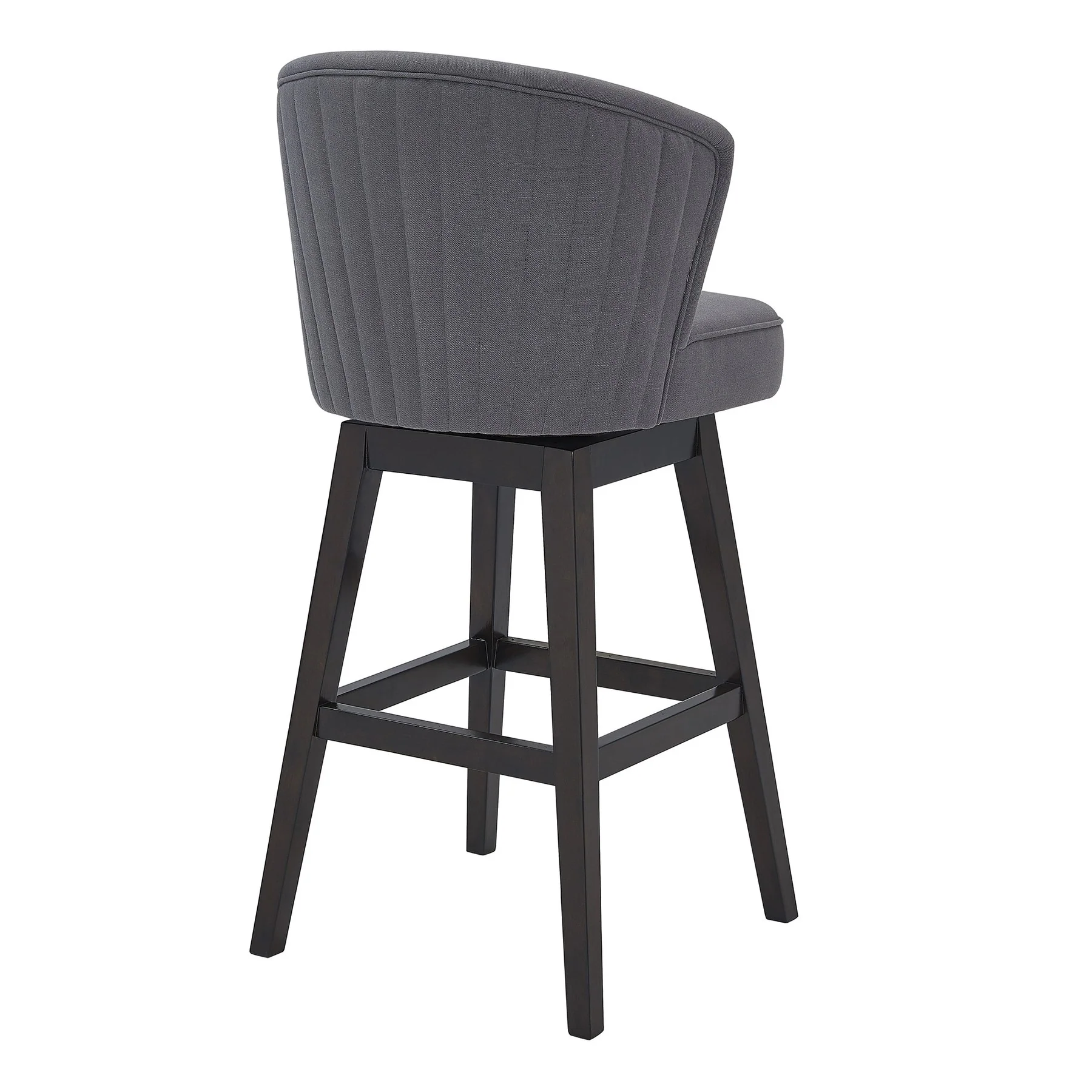 Brandy 30" Bar Height Swivel Gray Fabric and Espresso Wood Bar Stool - Image 3