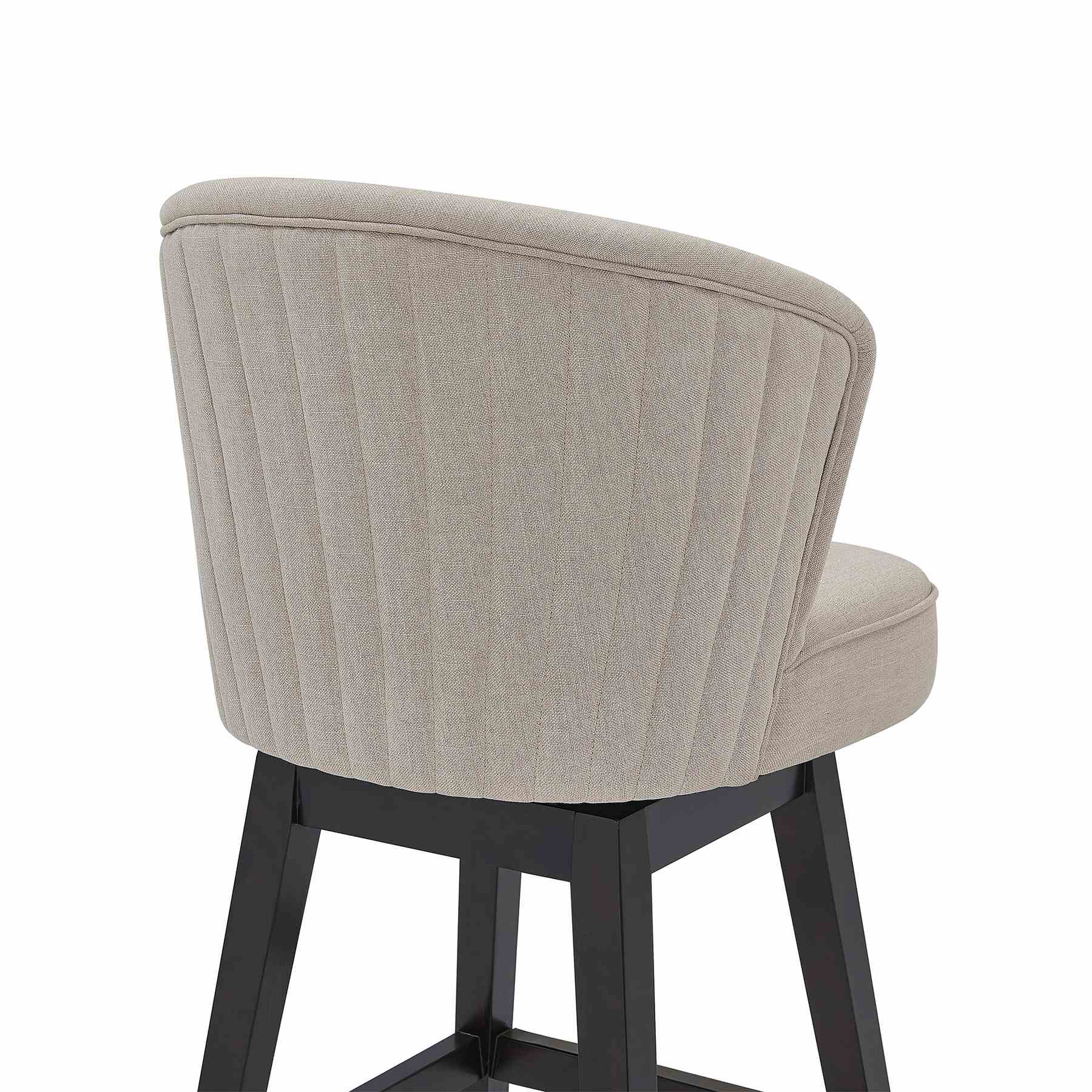Brandy 30" Bar Height Swivel Tan Fabric and Espresso Wood Bar Stool - Image 5
