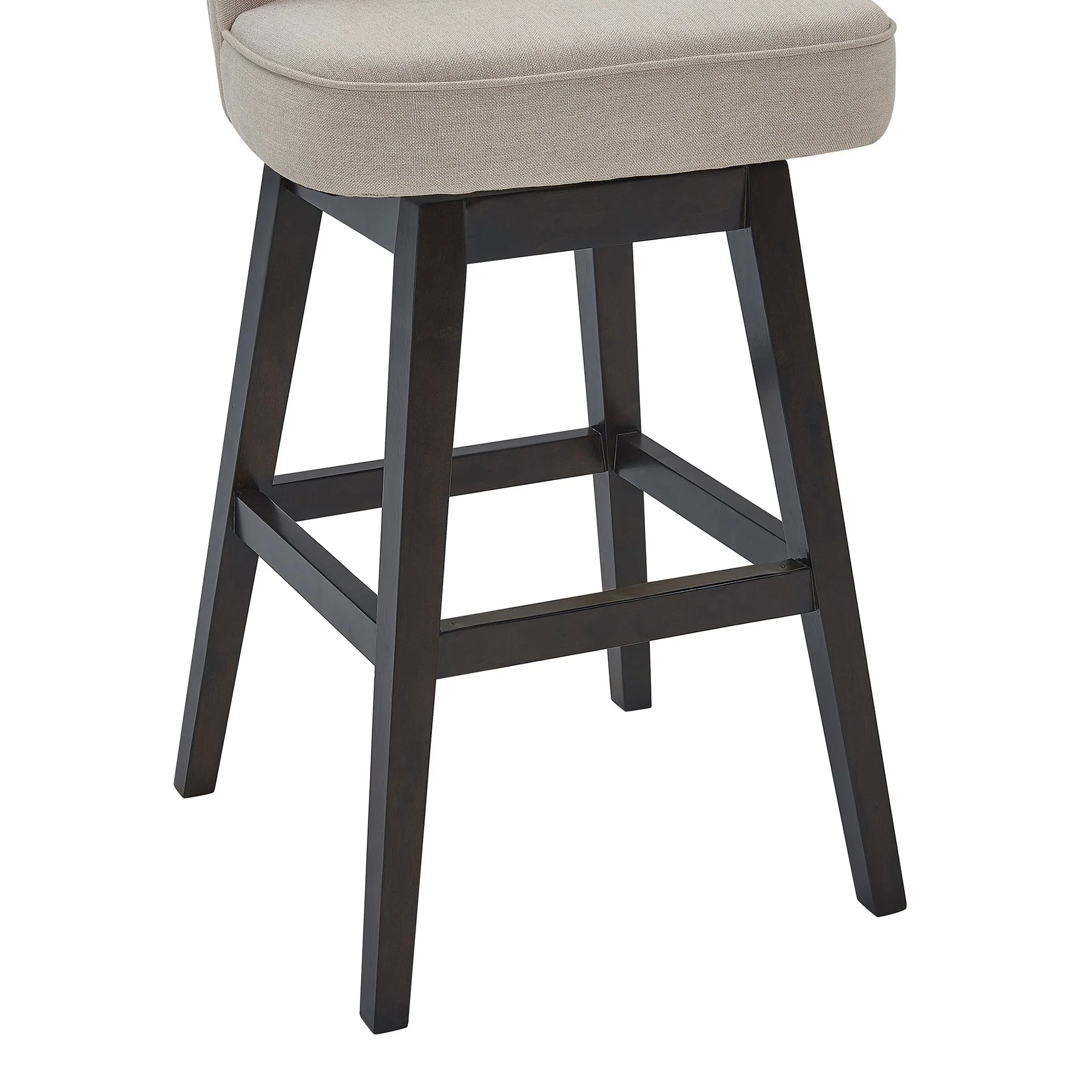 Brandy 30" Bar Height Swivel Tan Fabric and Espresso Wood Bar Stool - Image 6