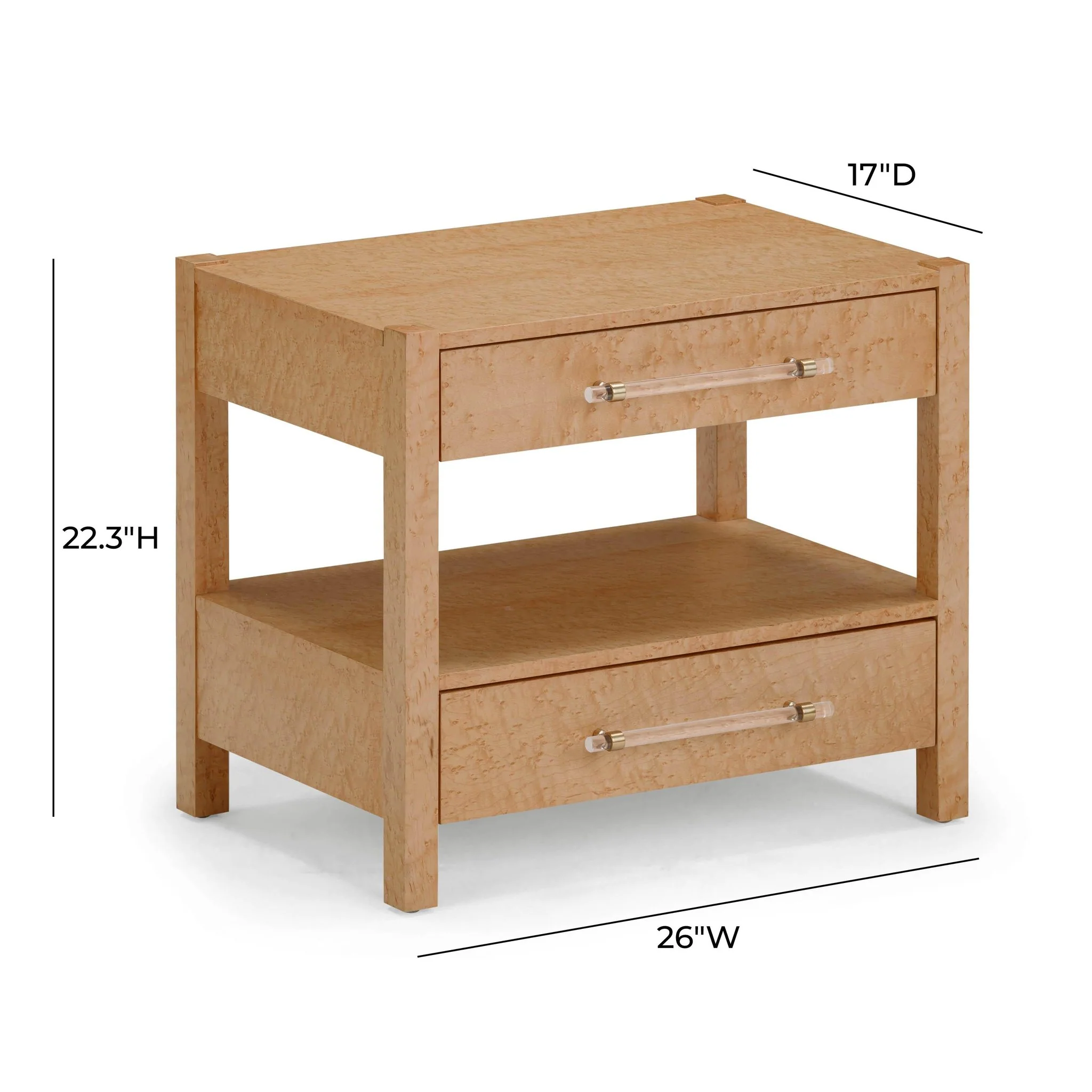 Brandyss Birdseye Maple 2-Drawer Nightstand - Image 10