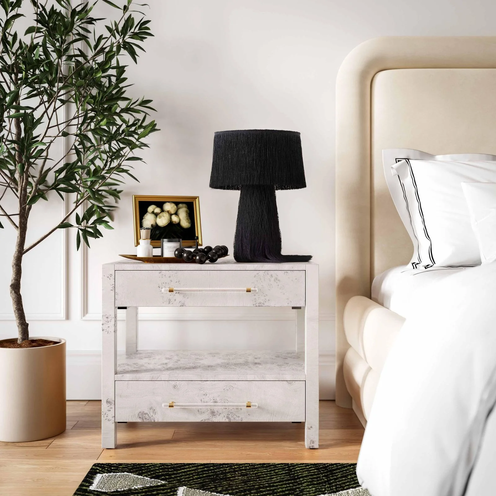 Brandyss White Burl Nightstand - Image 2