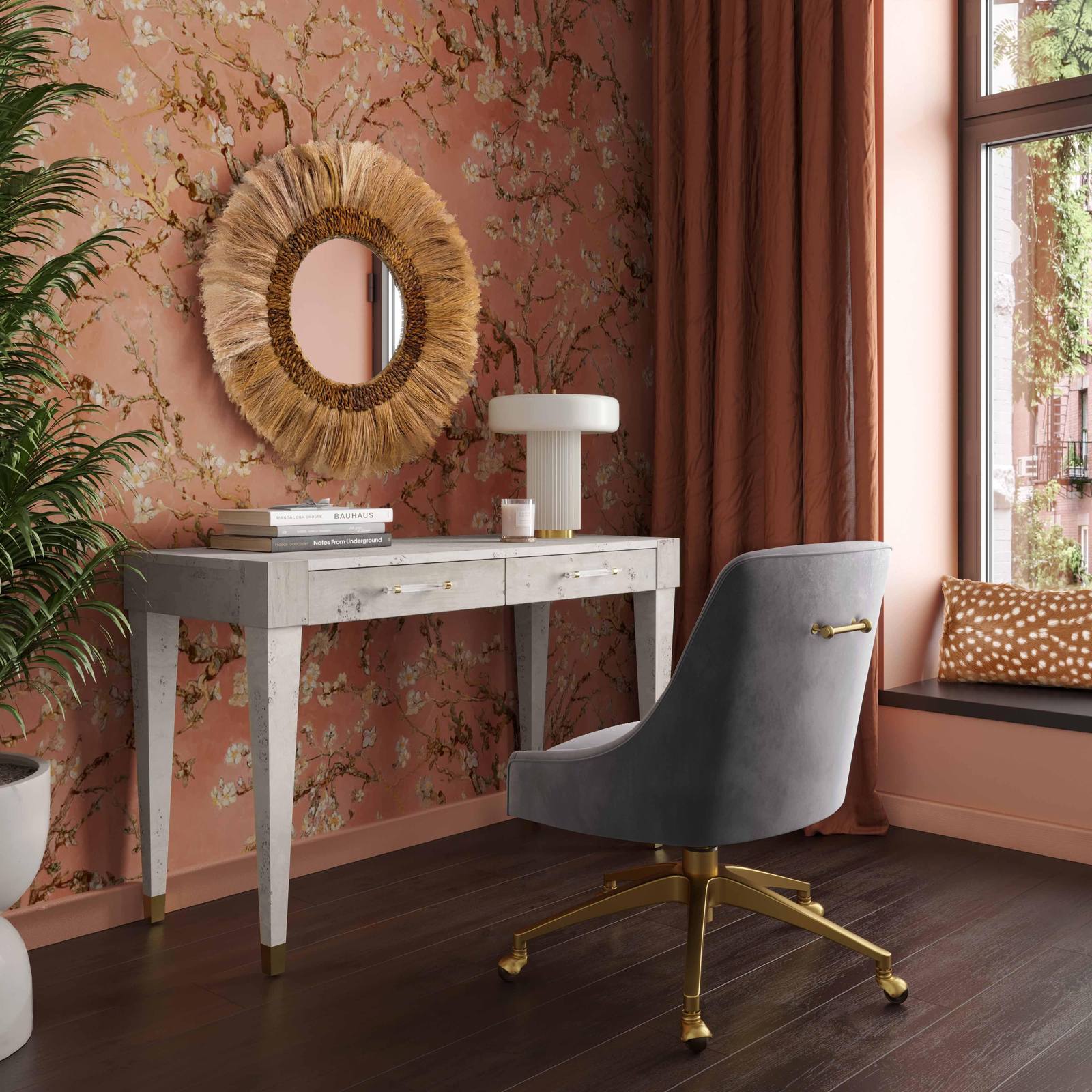 Brandyss White Burl Work Desk - Image 2