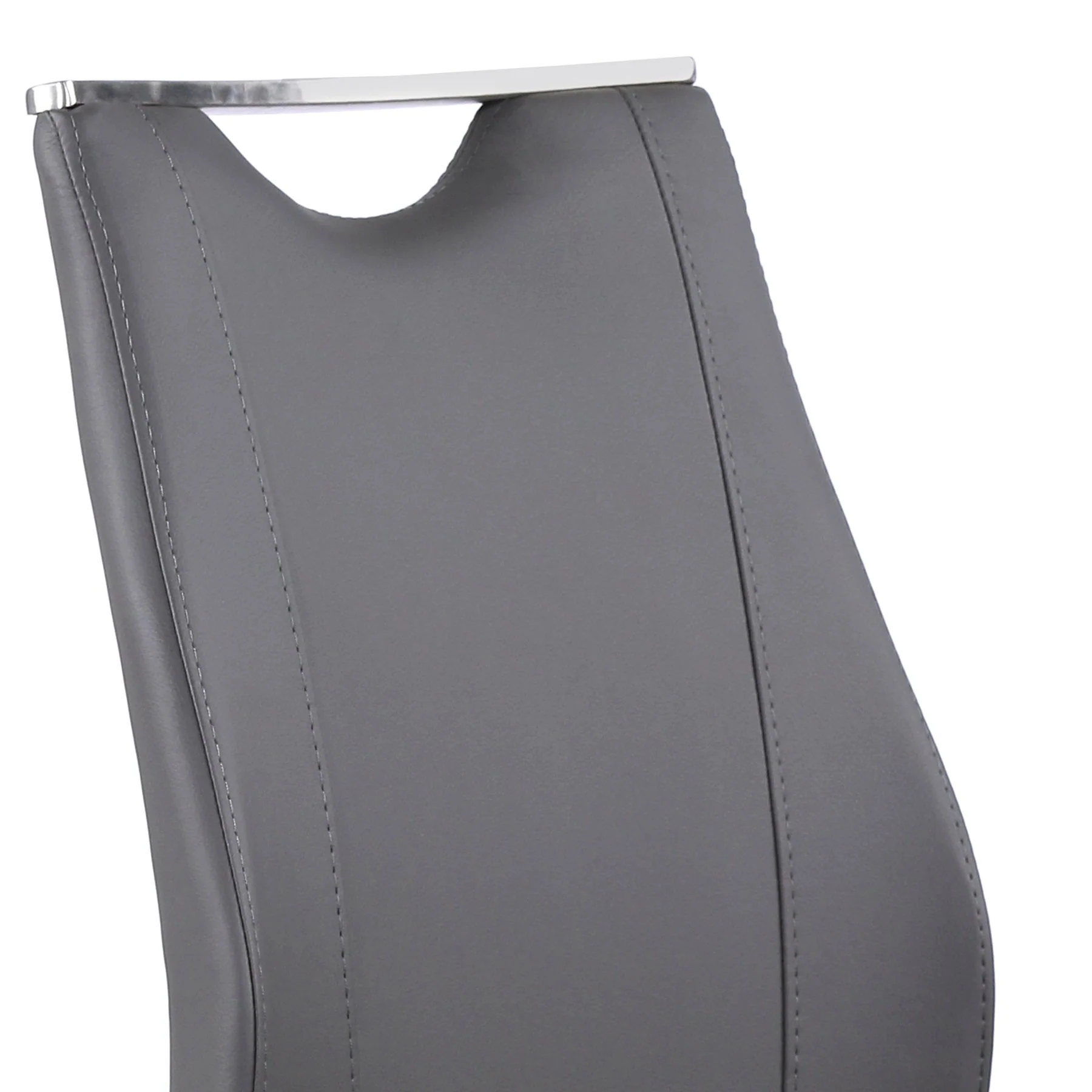 Bravo Contemporary Dining Chair in Gray Faux Leather and Brushed Stainless Steel Finish - Set of 2 - Image 4