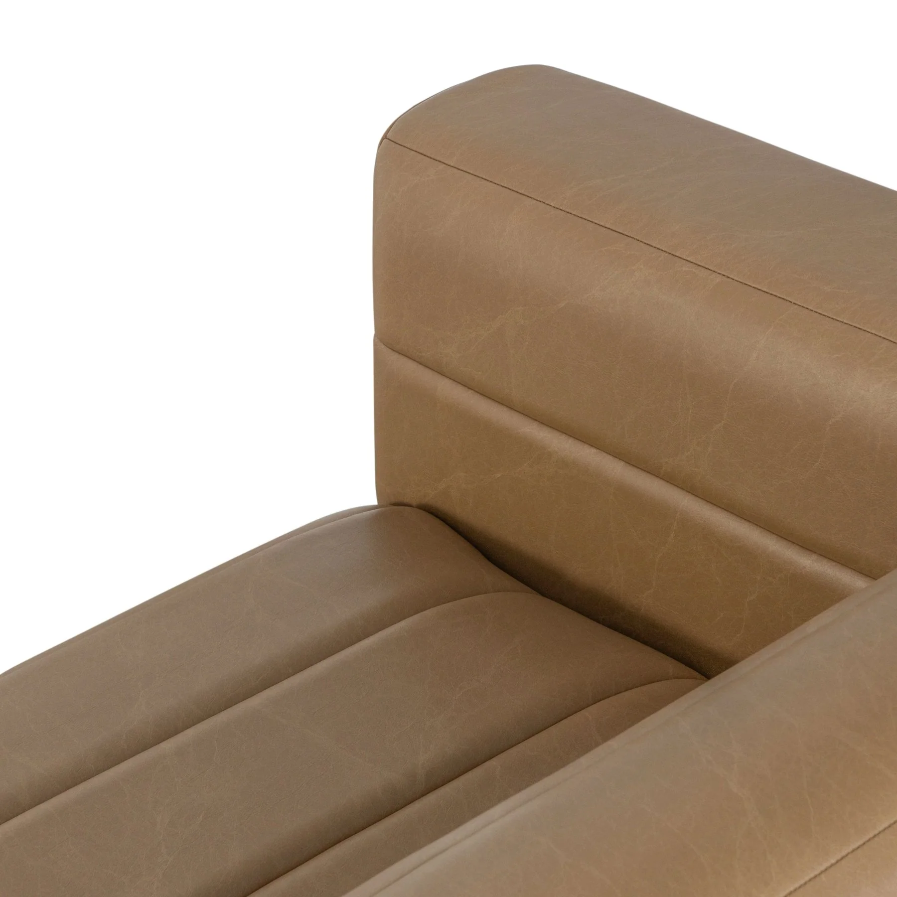 Brea 90.5 in. 3-Seater Sofa in Bistre Brown Faux Leather with Rectangular Seat and Square Arms - Image 6