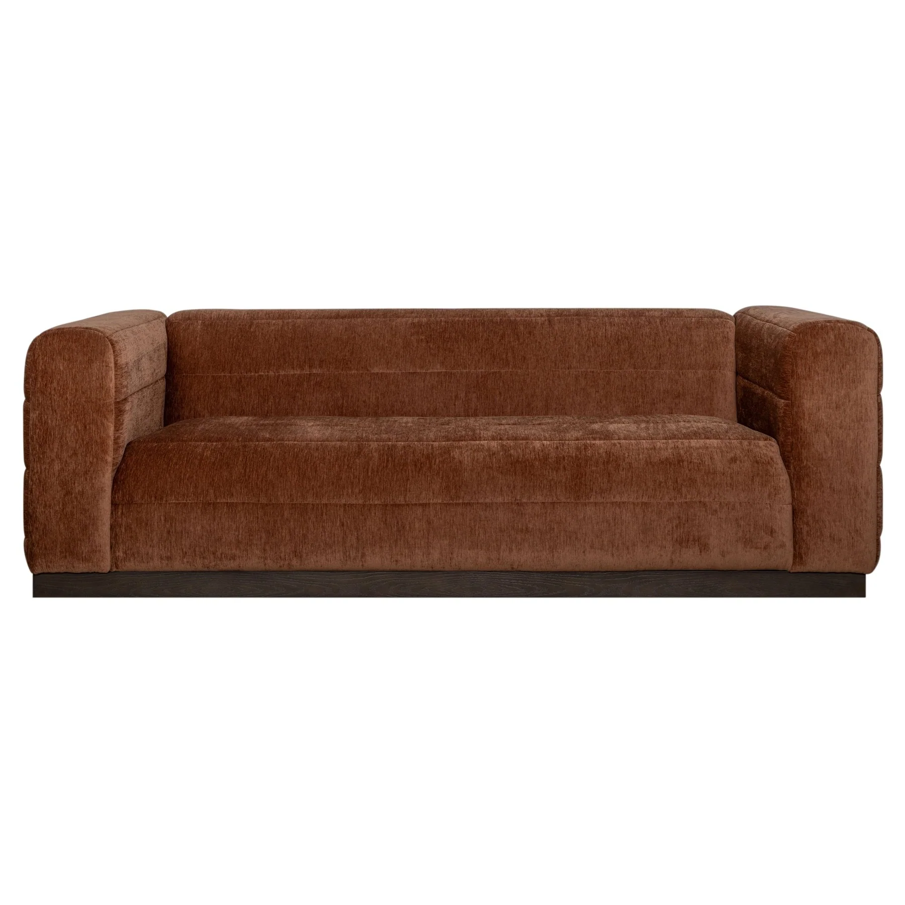 Brea 90.5 in. 3-Seater Sofa in Logan Brown Fabric with Rectangular Seat and Square Arms - Image 2