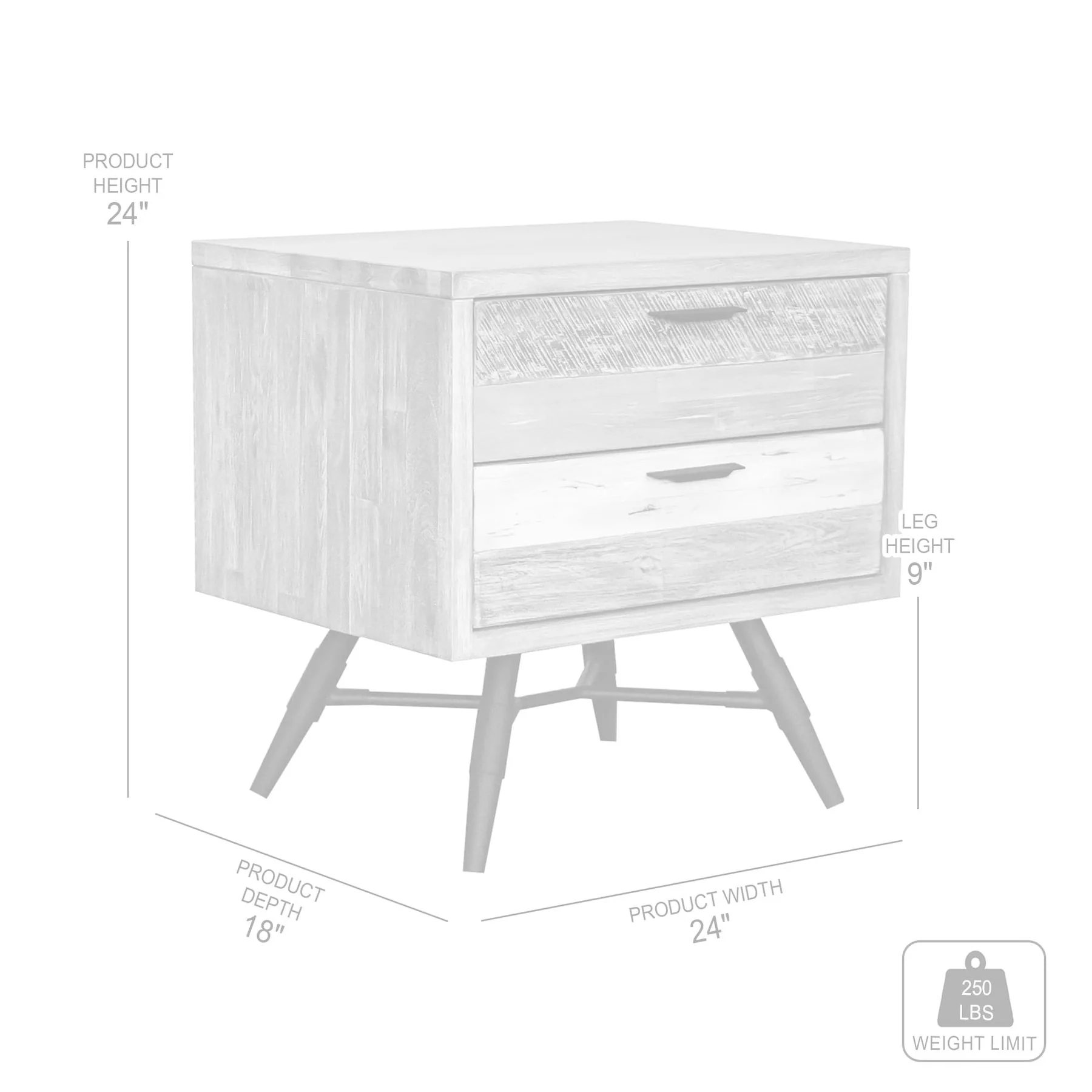 Bridges 2 Drawer Nightstand in Two Tone Acacia Wood - Image 6