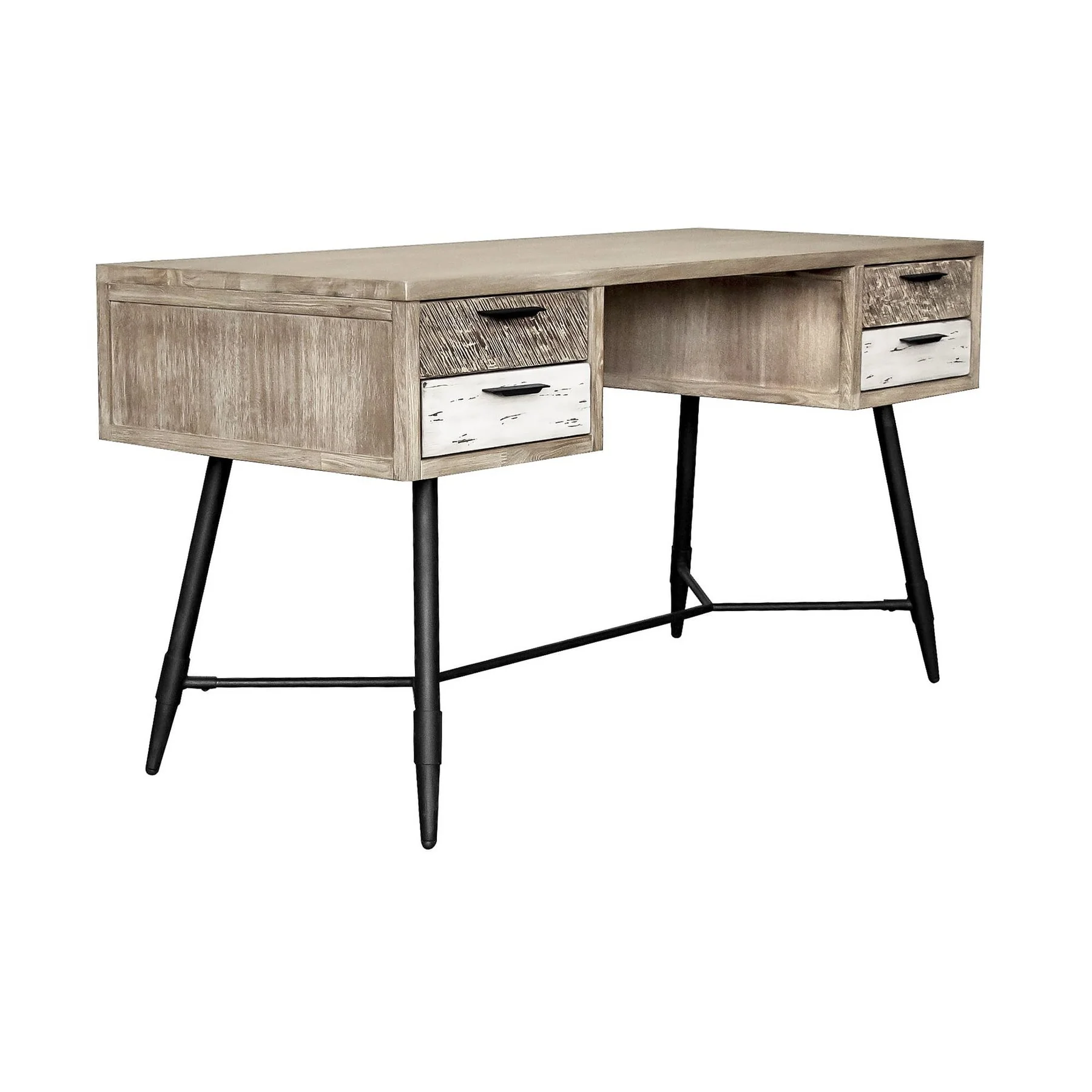Bridges 4 Drawer Desk in Two Tone Acacia Wood - Image 2