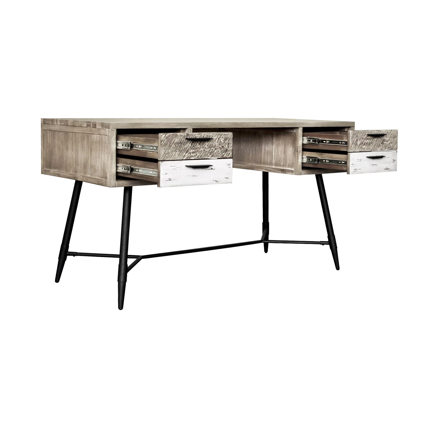 Bridges 4 Drawer Desk in Two Tone Acacia Wood - Image 3