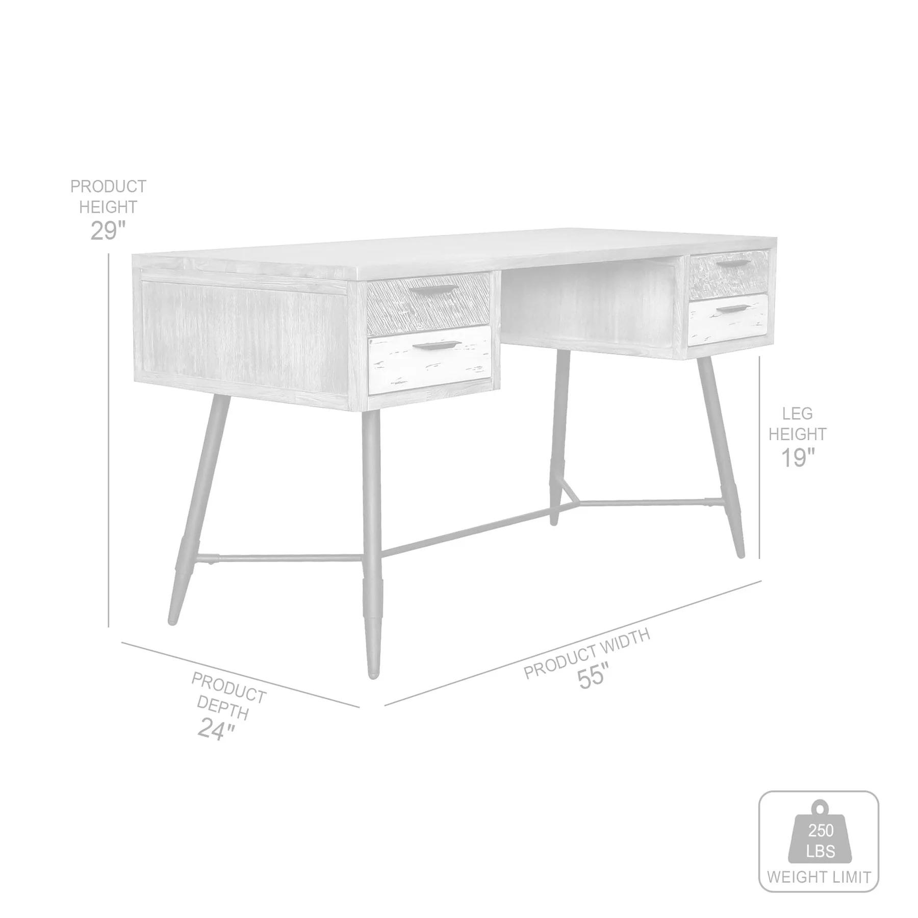 Bridges 4 Drawer Desk in Two Tone Acacia Wood - Image 6