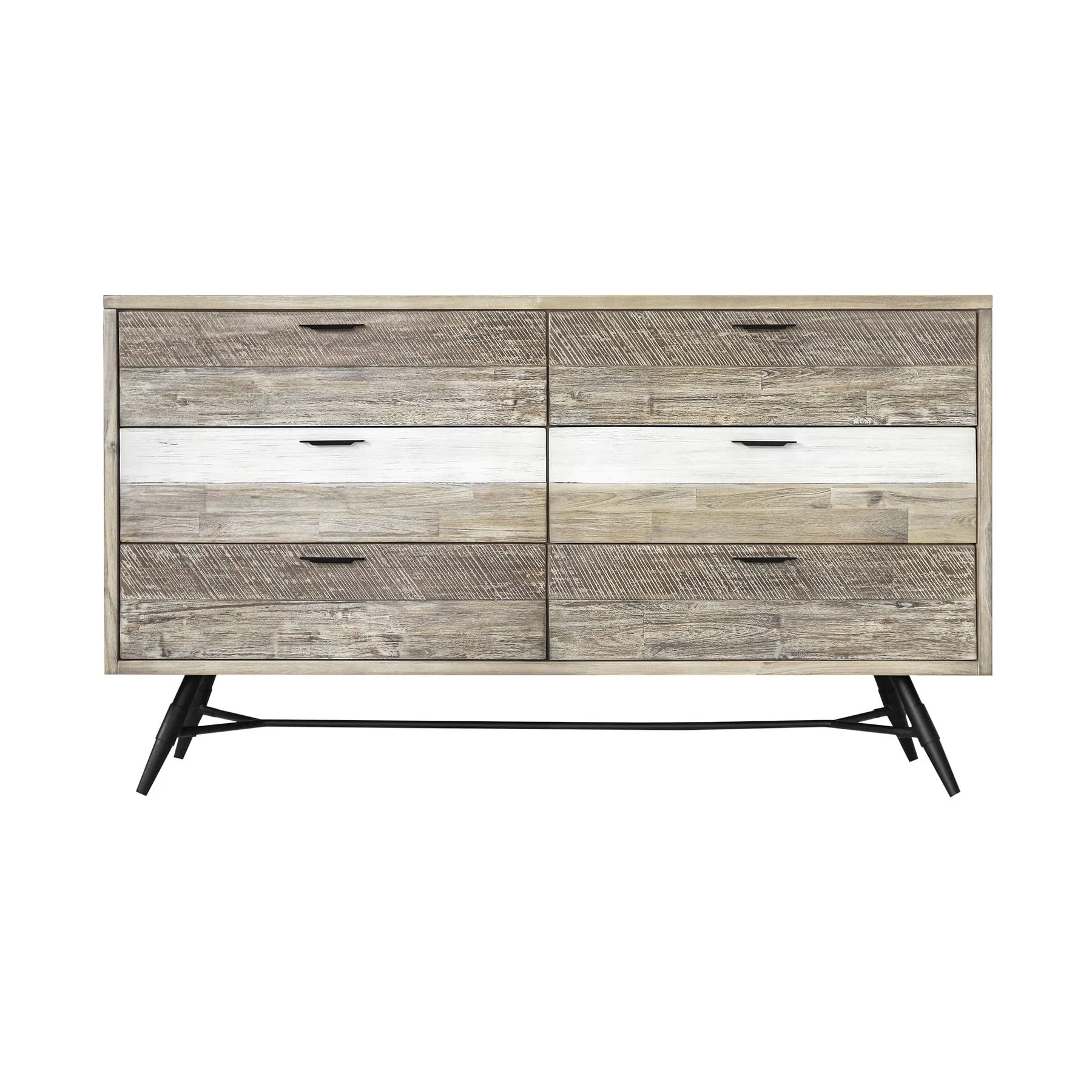 Bridges 4 Piece King Bedroom Set in Two-Tone Acacia Wood - Image 5