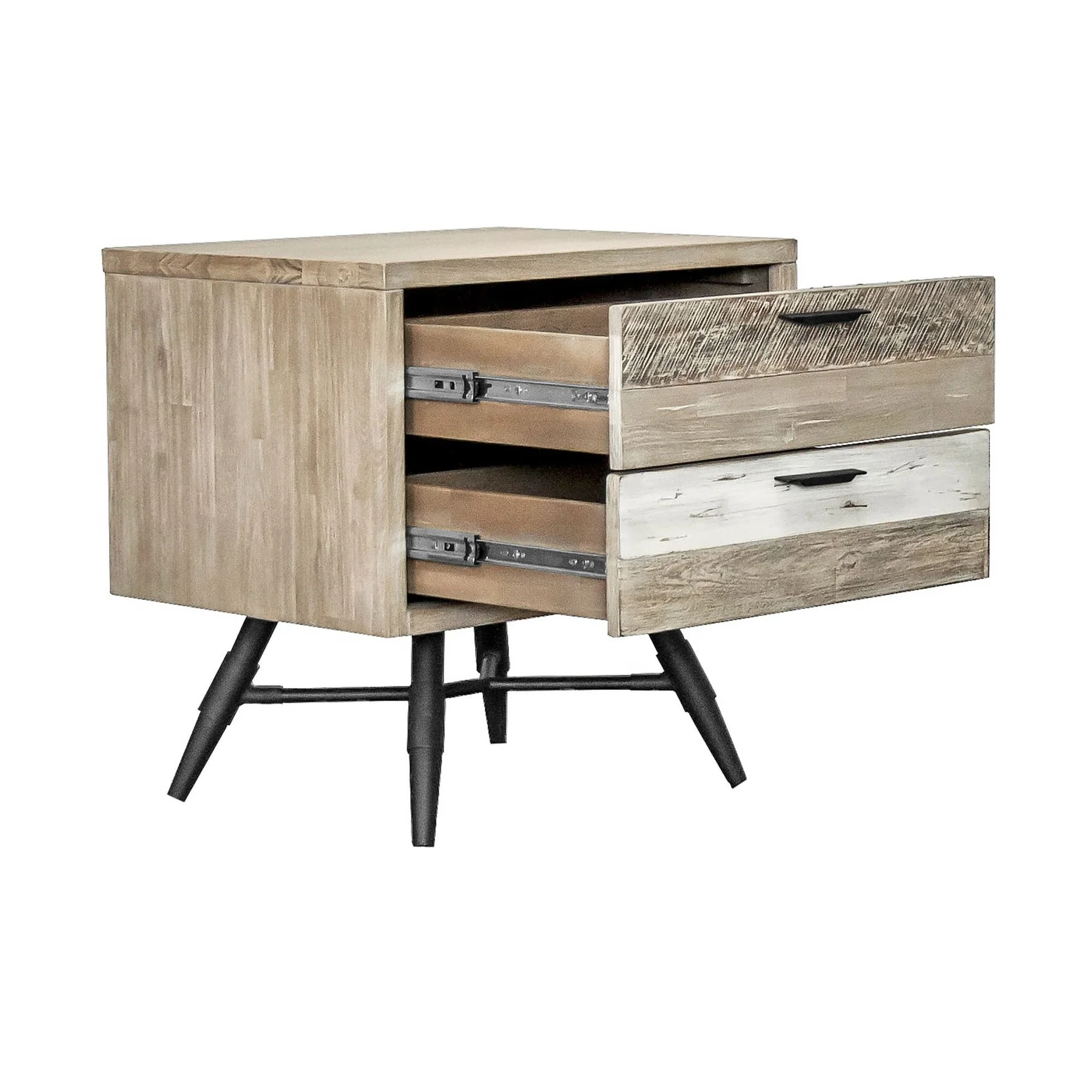Bridges 4 Piece King Bedroom Set in Two-Tone Acacia Wood - Image 7