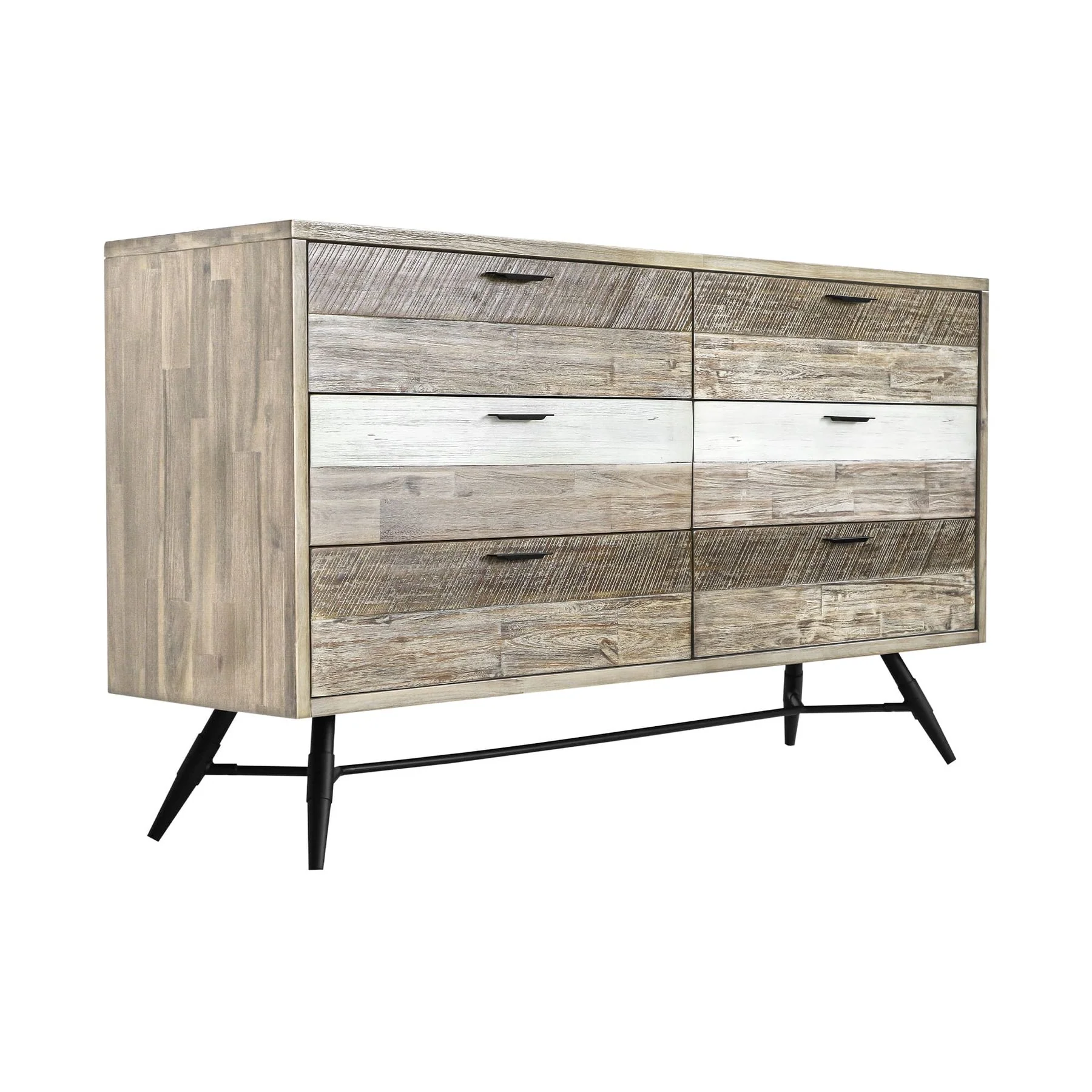 Bridges 4 Piece Queen Bedroom Set in Two-Tone Acacia Wood - Image 4