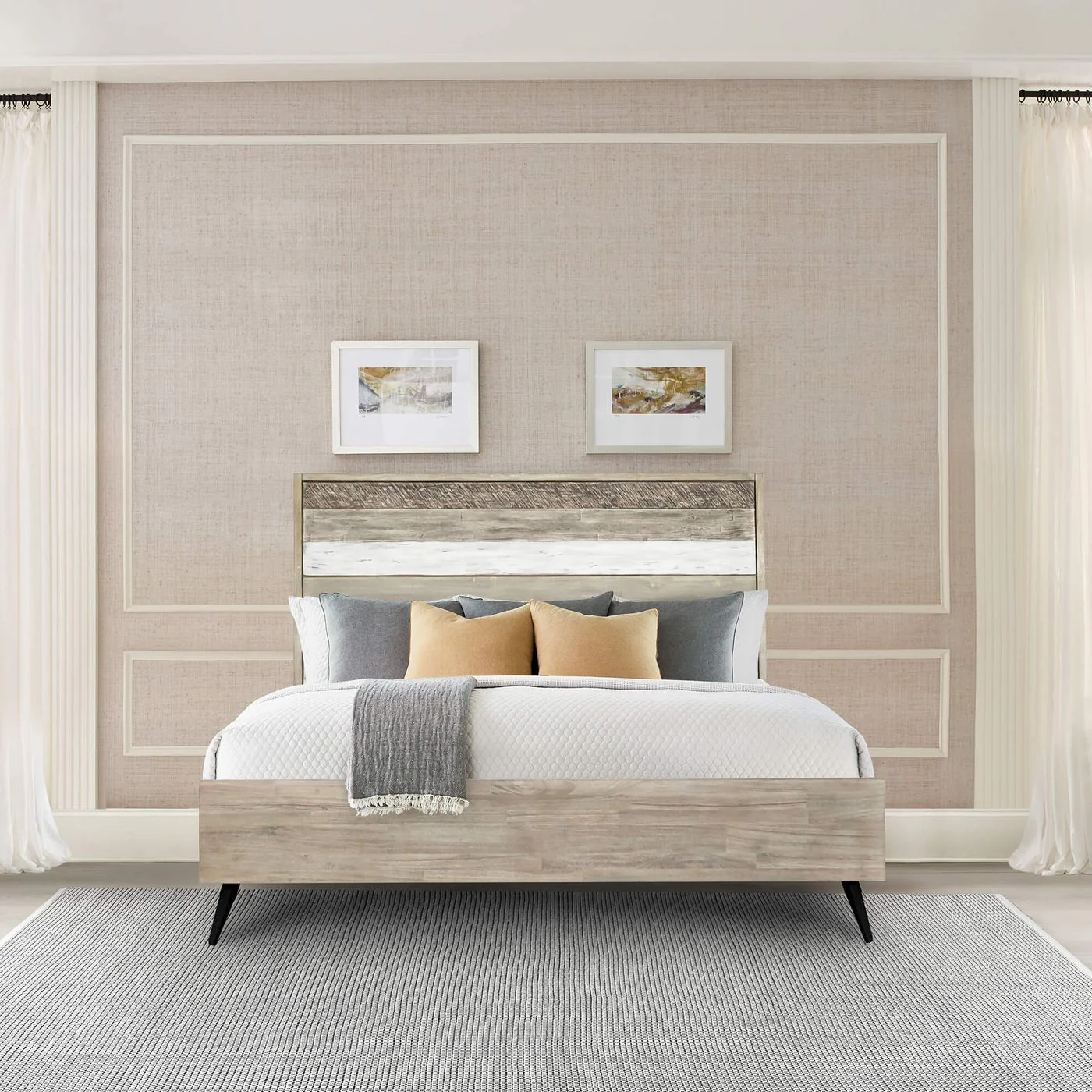 Bridges King Platform Bed in Two Tone Acacia Wood - Image 7