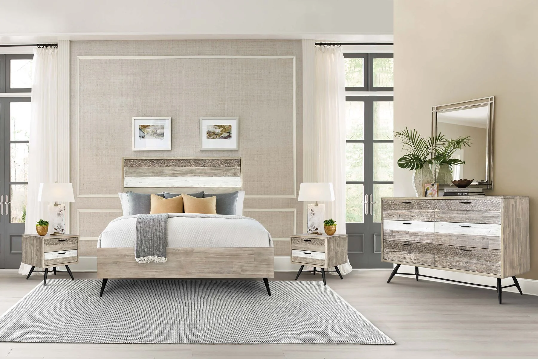 Bridges Queen Platform Bed in Two Tone Acacia Wood - Image 8