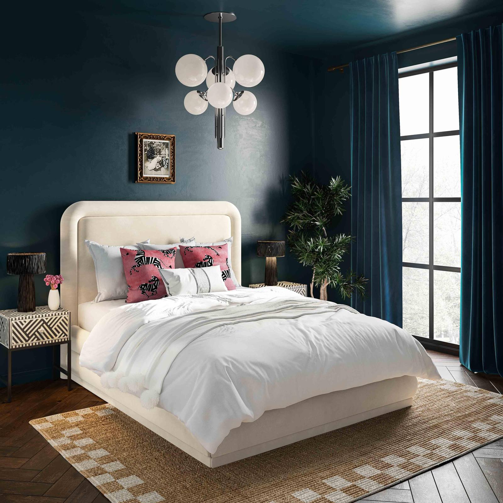 Briella Cream Velvet Bed in Full - Image 2