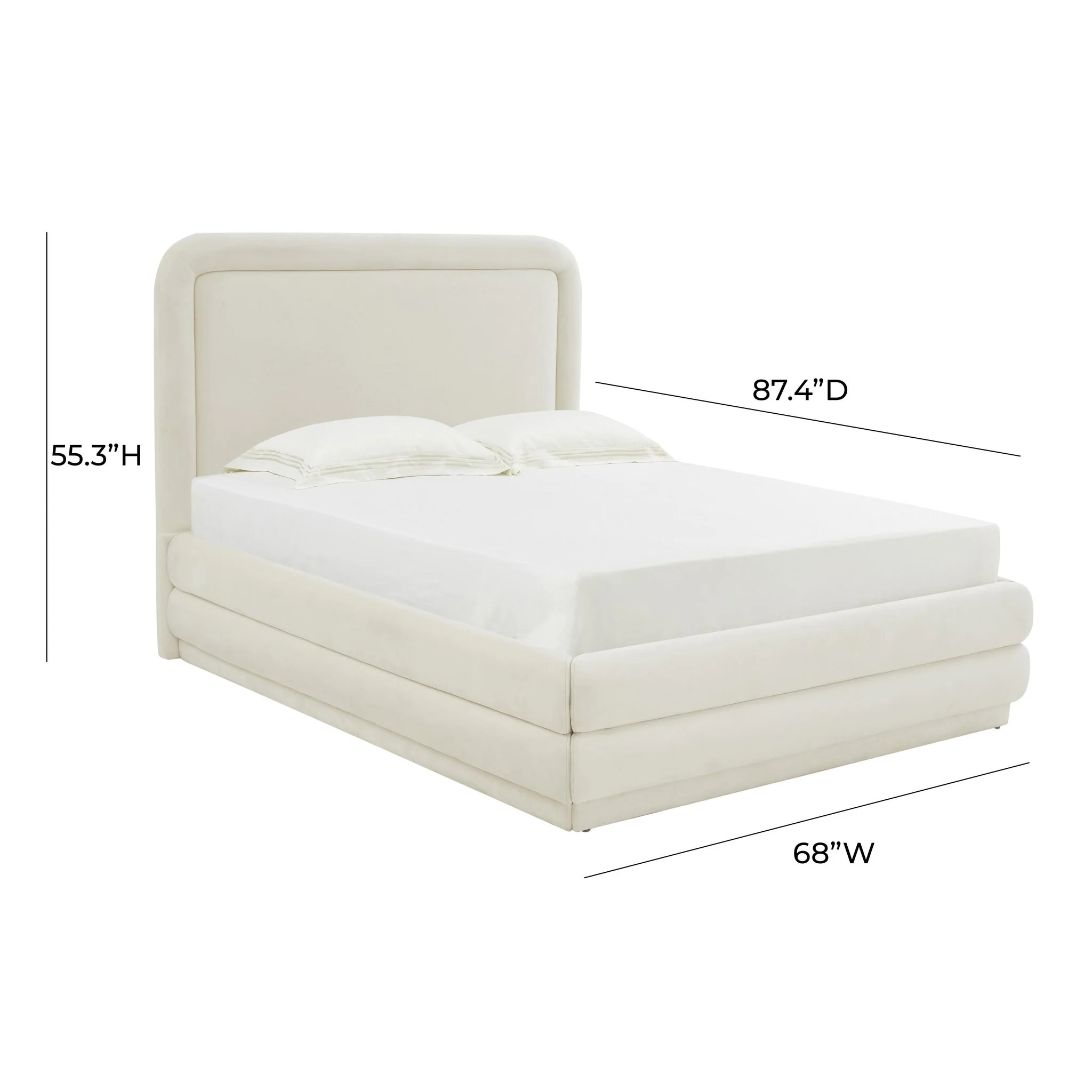 Briella Cream Velvet Bed in Queen - Image 6