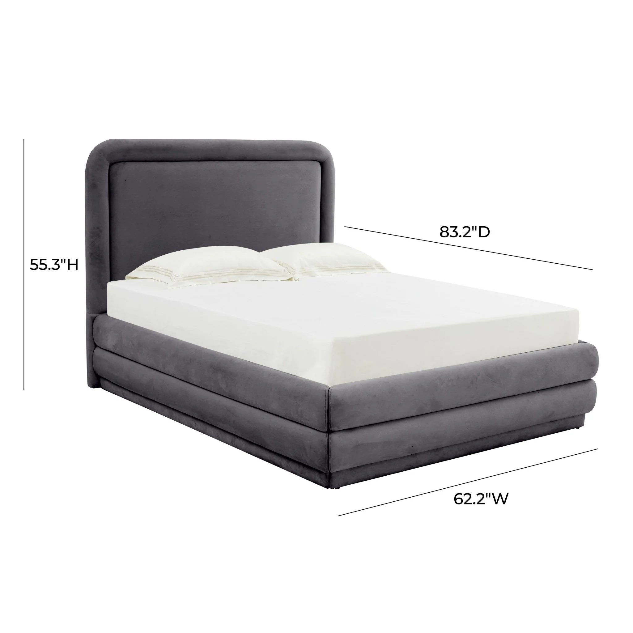 Briella Dark Grey Velvet Bed in Full - Image 6