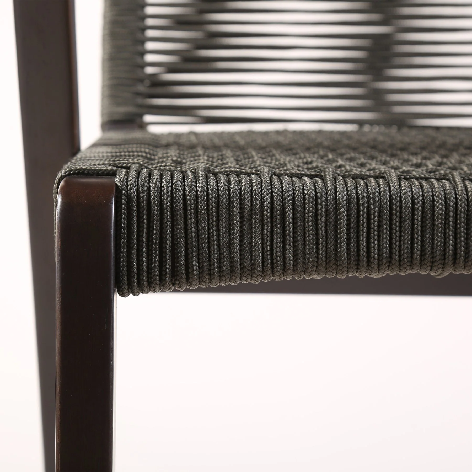 Brielle Outdoor Dark Eucalyptus Wood and Gray Rope Bar Height Stool - Image 6