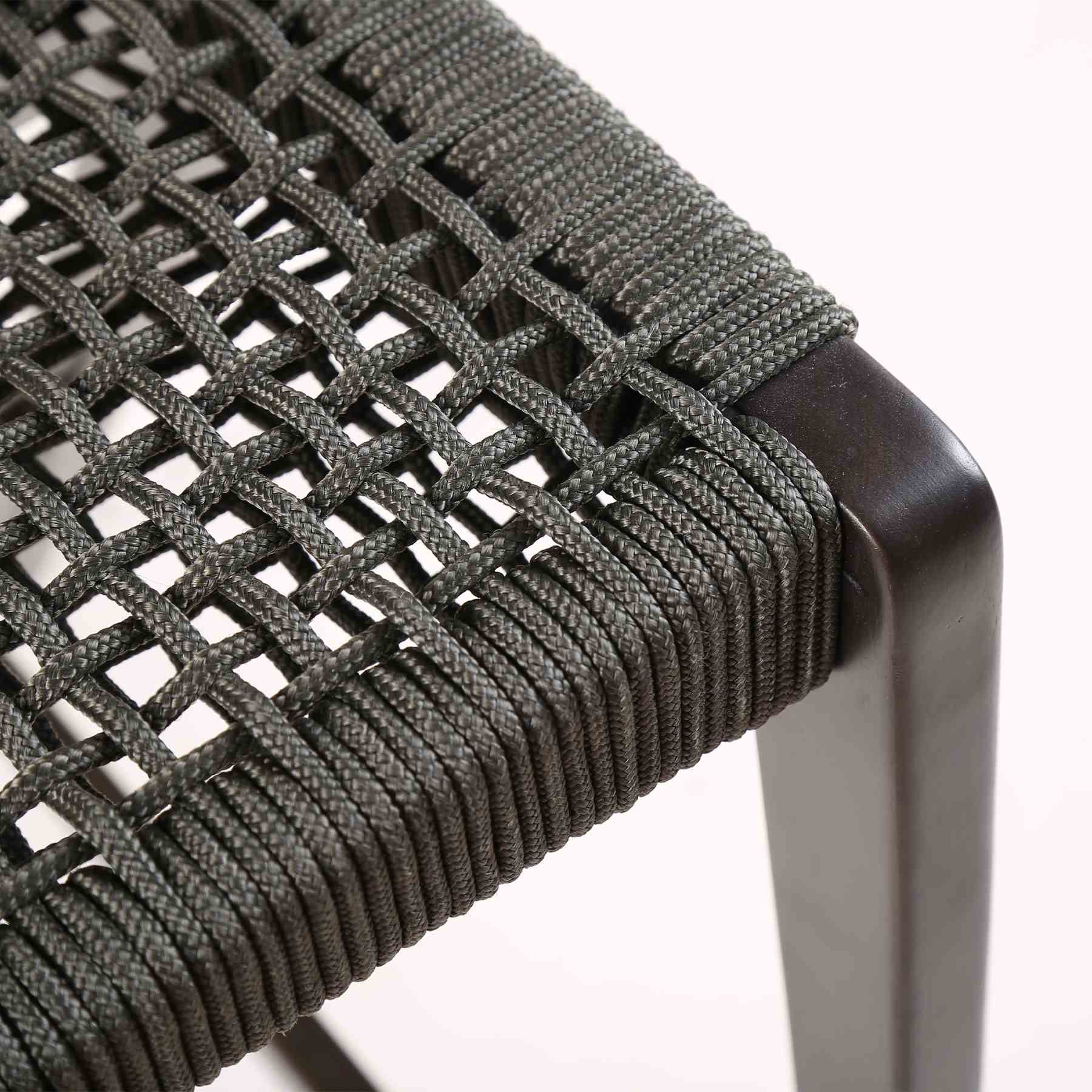 Brielle Outdoor Dark Eucalyptus Wood and Gray Rope Bar Height Stool - Image 7
