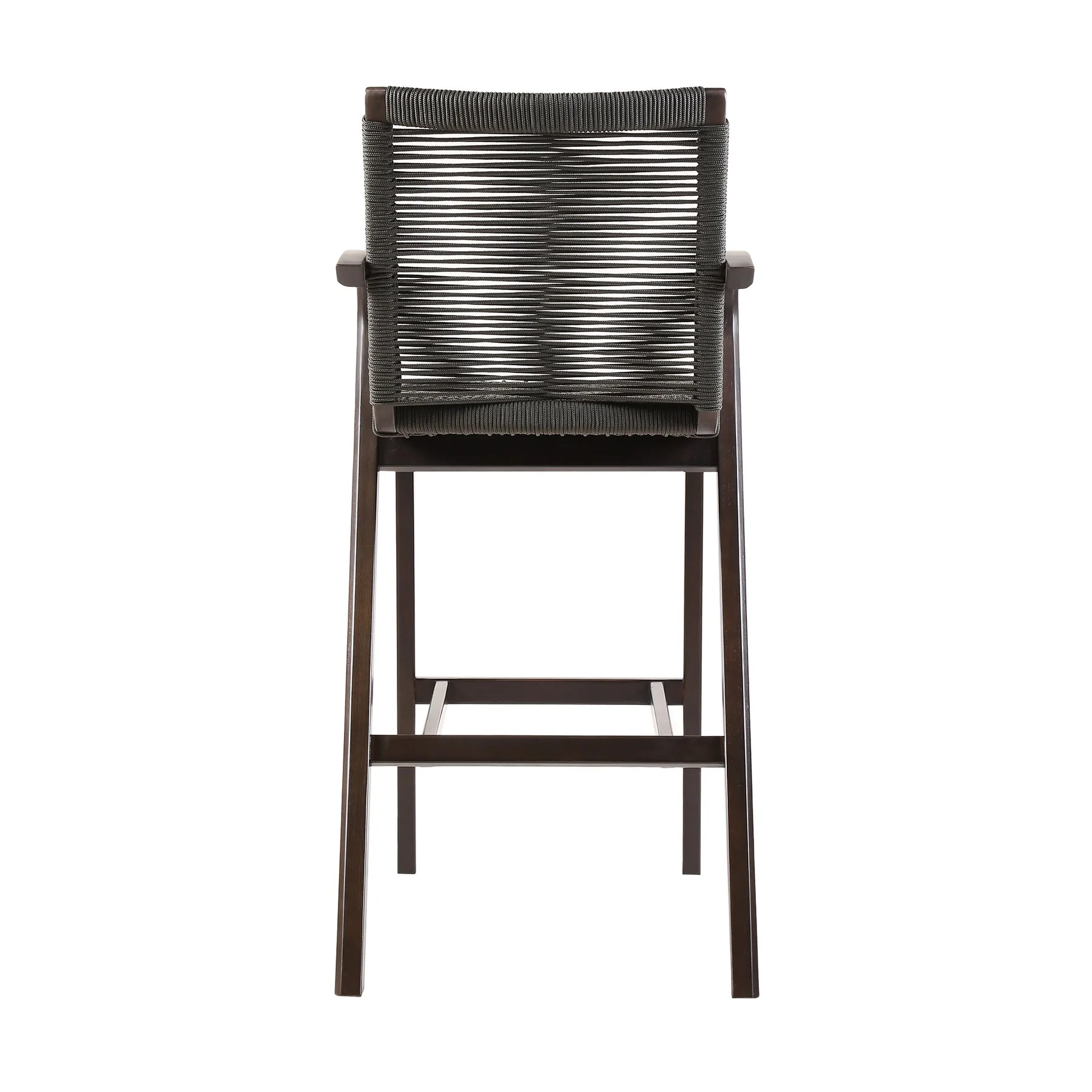 Brielle Outdoor Dark Eucalyptus Wood and Gray Rope Counter Height Stool - Image 5