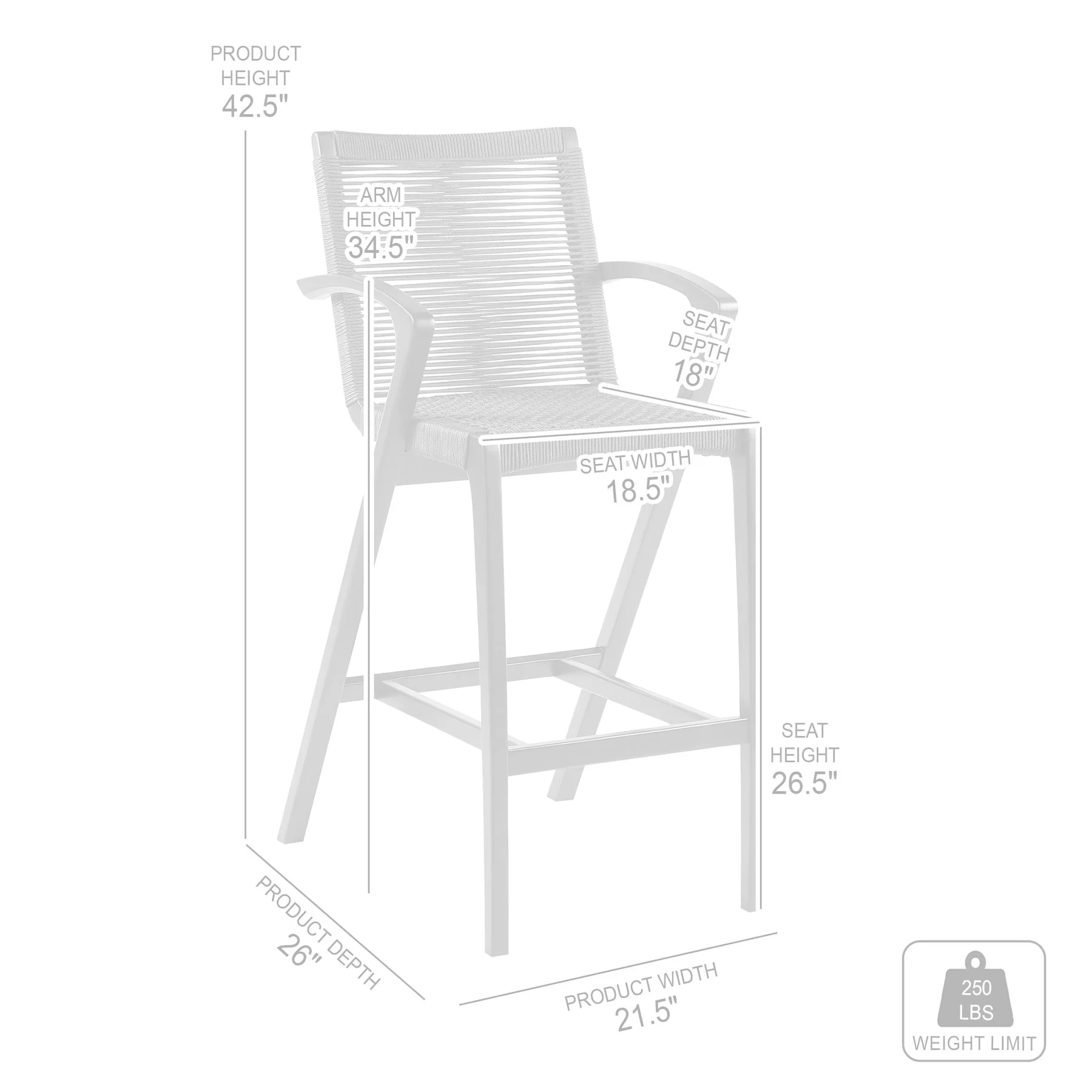 Brielle Outdoor Dark Eucalyptus Wood and Gray Rope Counter Height Stool - Image 9