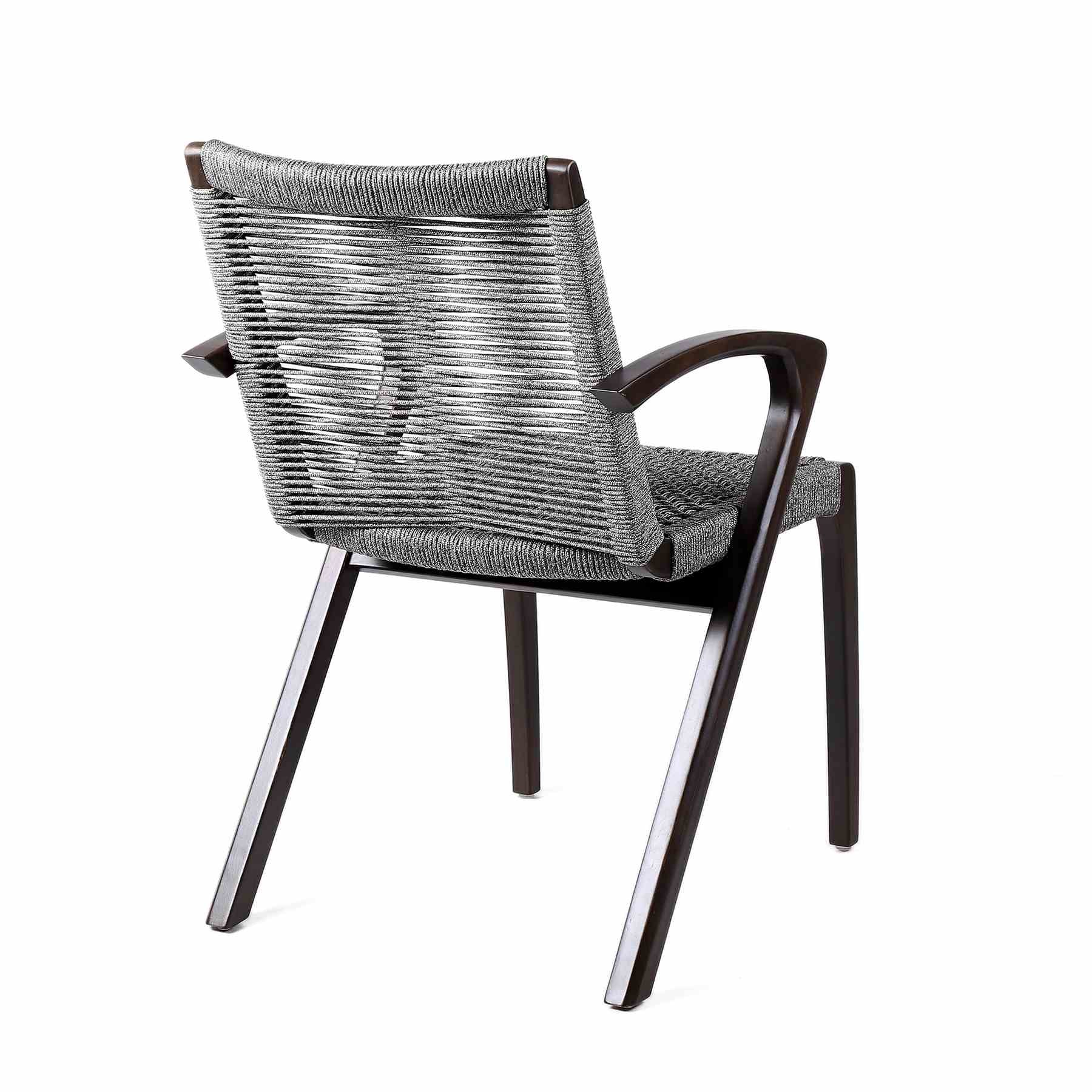 Brielle Outdoor Dark Eucalyptus Wood and Gray Rope Dining Chairs - Set of 2 - Image 4