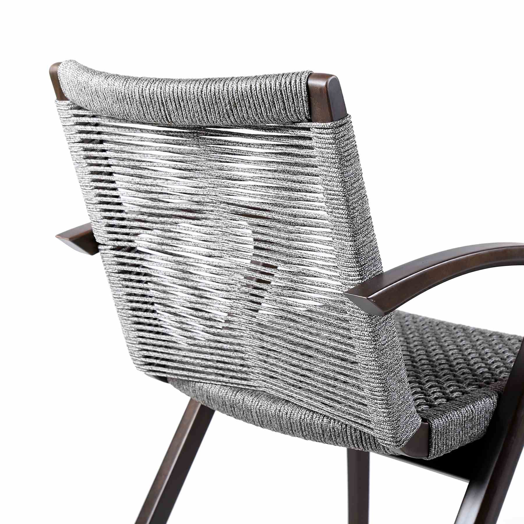 Brielle Outdoor Dark Eucalyptus Wood and Gray Rope Dining Chairs - Set of 2 - Image 6