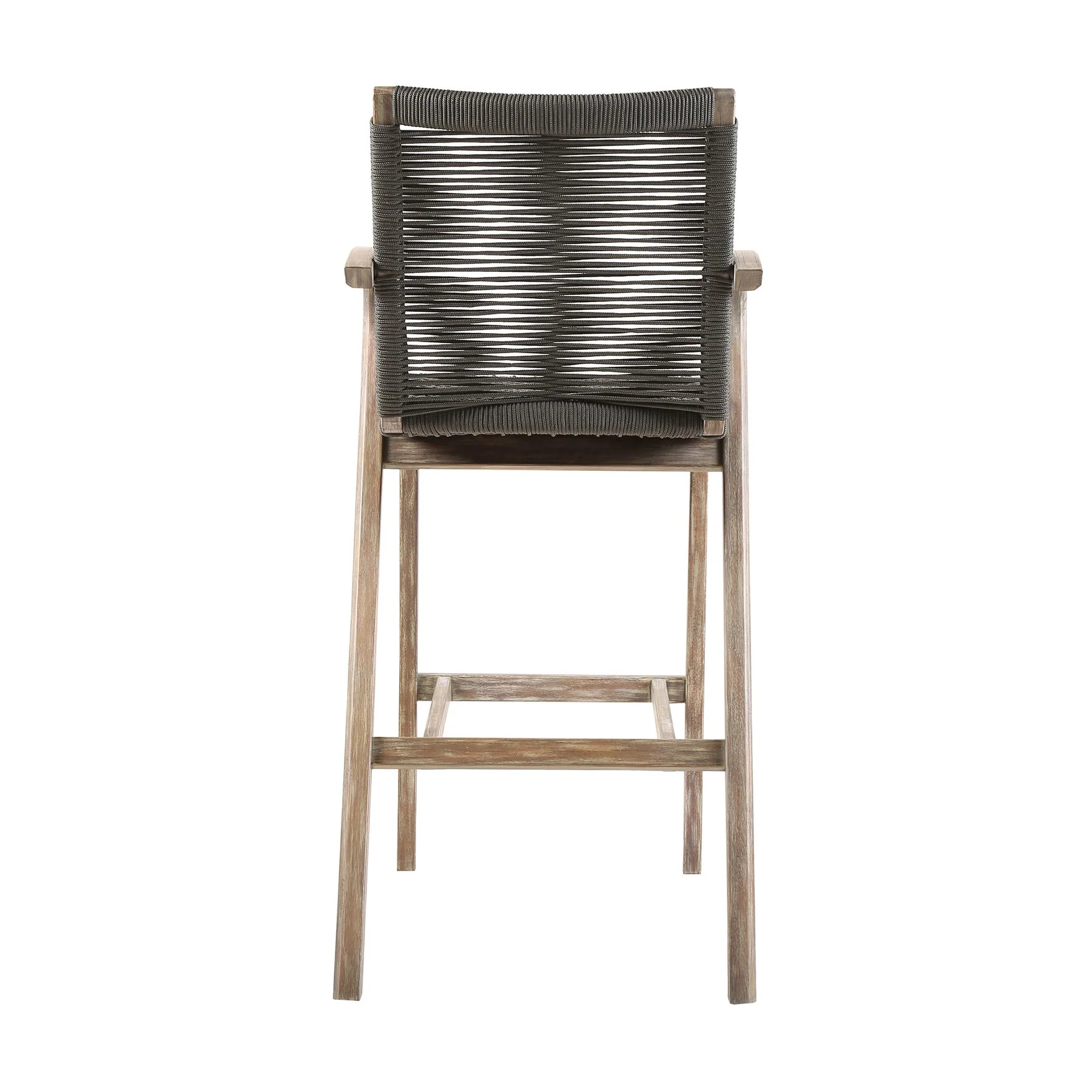 Brielle Outdoor Light Eucalyptus Wood and Charcoal Rope Counter Height Stool - Image 5
