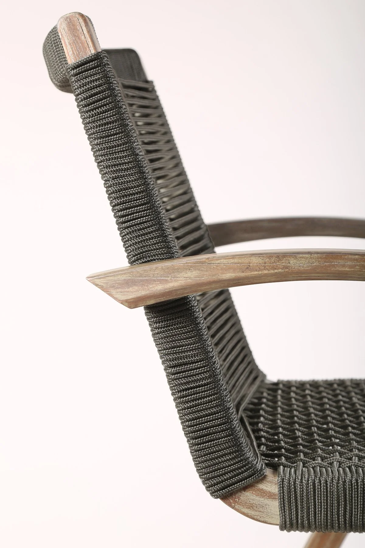 Brielle Outdoor Light Eucalyptus Wood and Charcoal Rope Counter Height Stool - Image 8