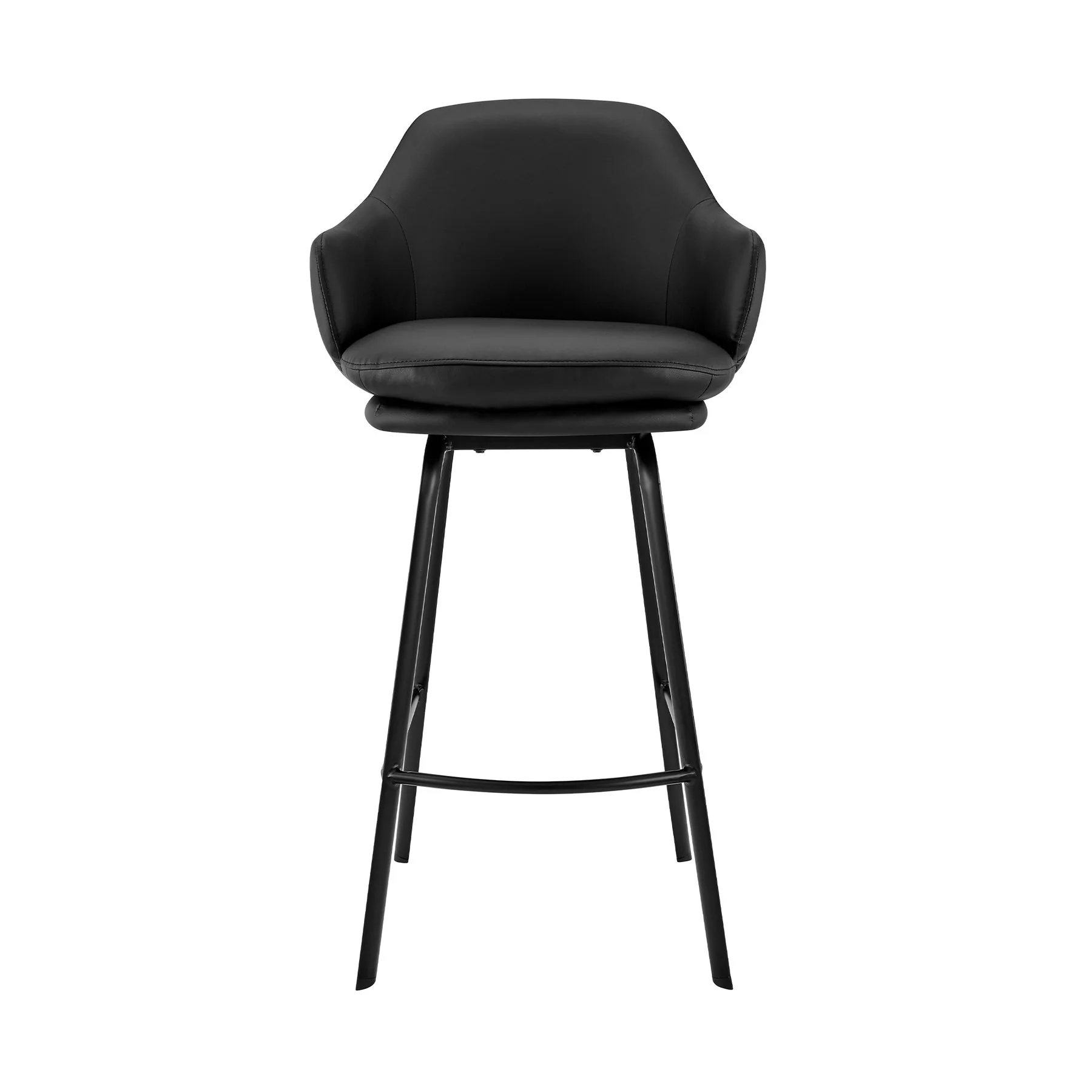 Brigden Black Faux Leather and Black Metal Swivel 26" Counter Stool - Image 2