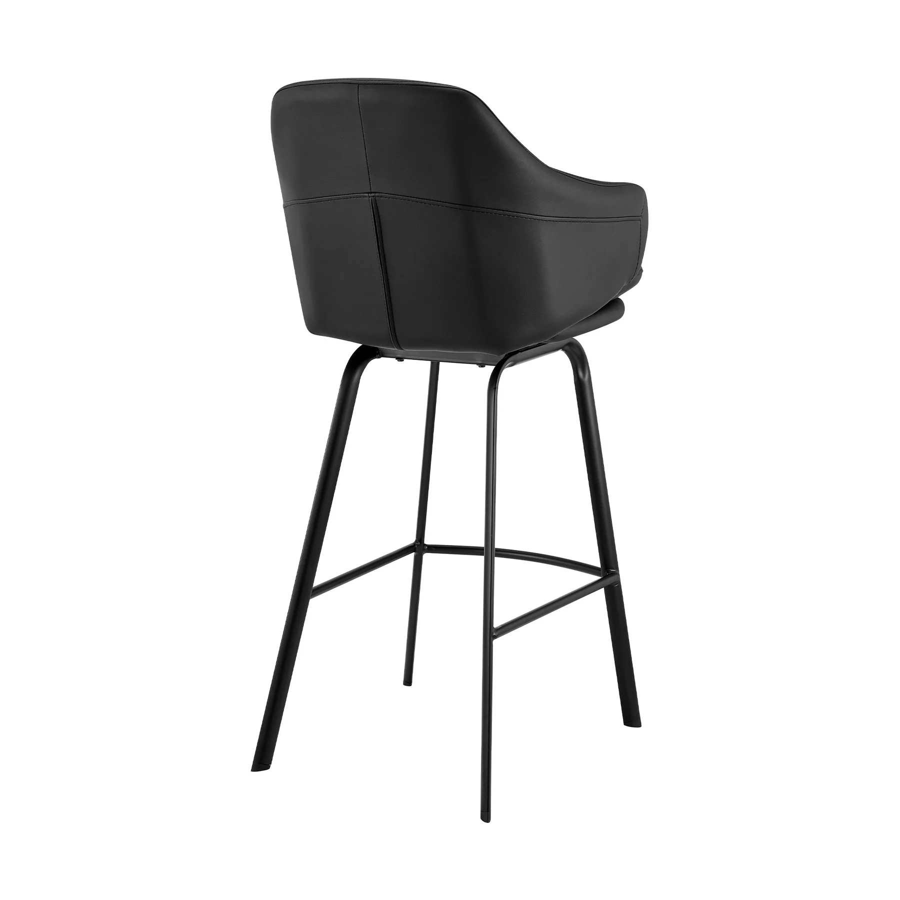 Brigden Black Faux Leather and Black Metal Swivel 26" Counter Stool - Image 4