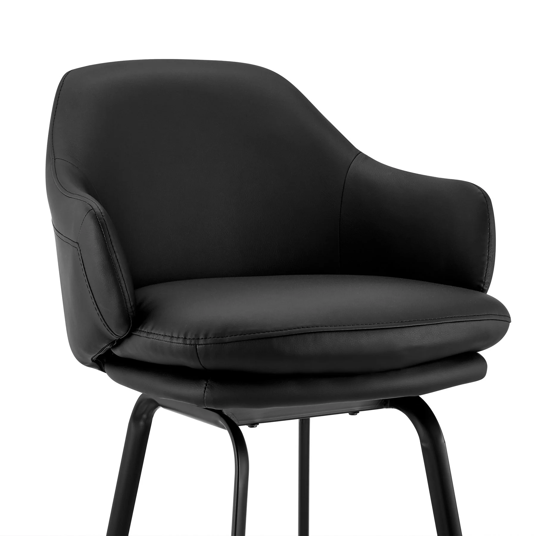 Brigden Black Faux Leather and Black Metal Swivel 26" Counter Stool - Image 6