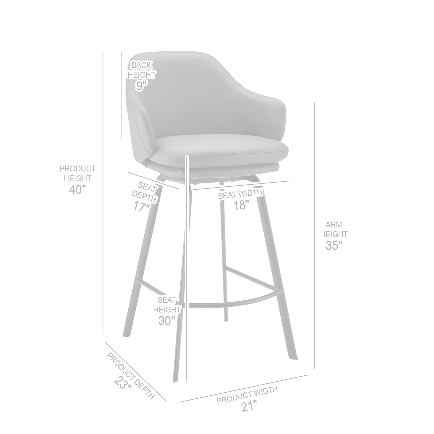 Brigden Gray Faux Leather and Black Metal Swivel 30" Bar Stool - Image 10