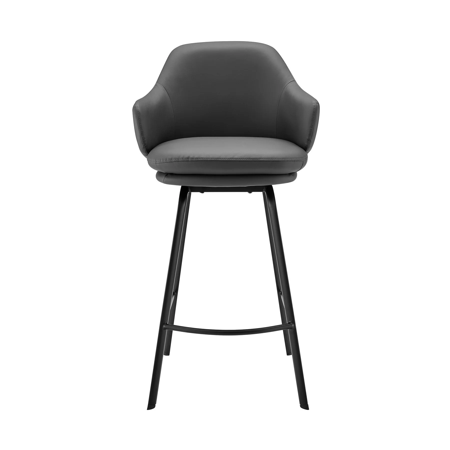 Brigden Gray Faux Leather and Black Metal Swivel 30" Bar Stool - Image 2