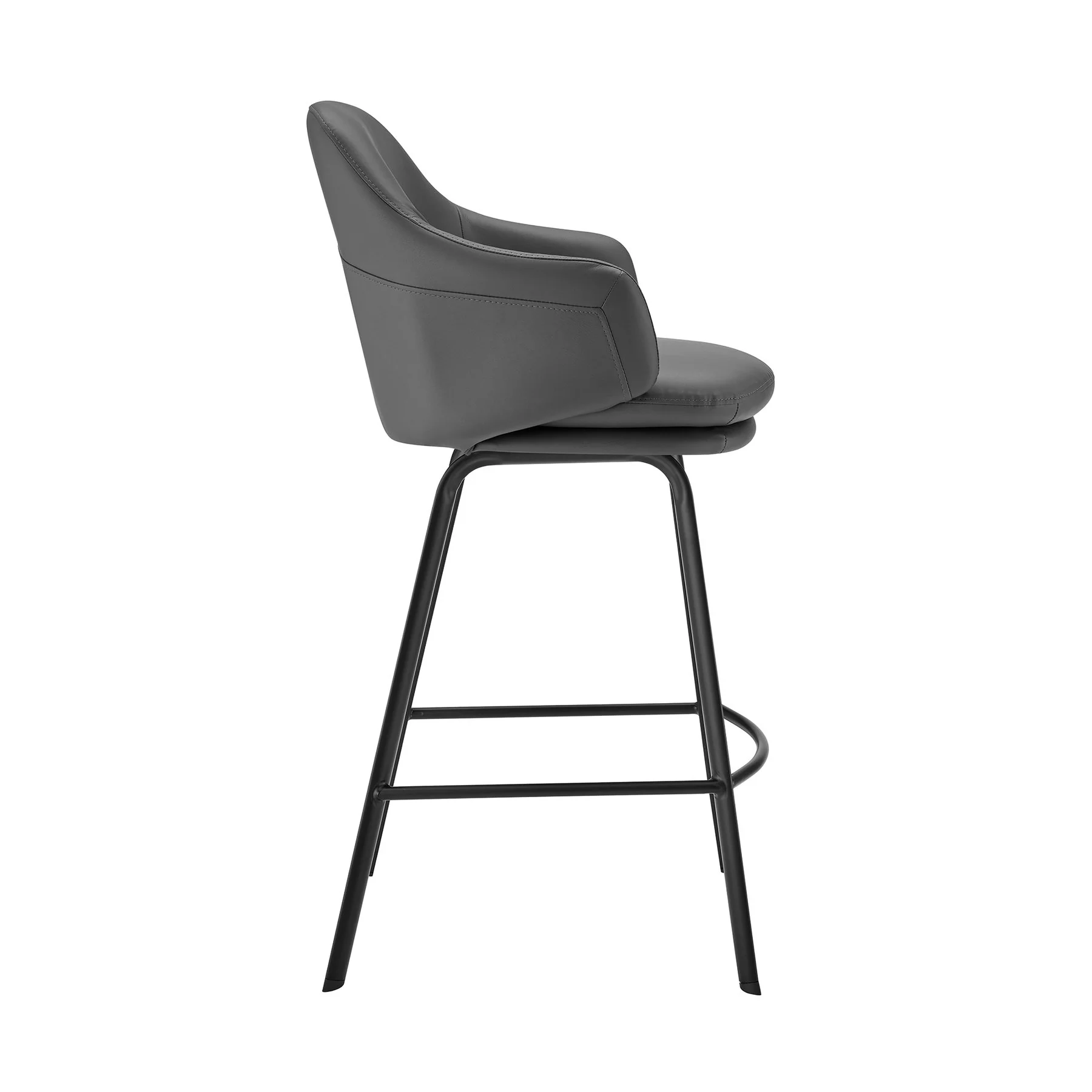 Brigden Gray Faux Leather and Black Metal Swivel 30" Bar Stool - Image 3