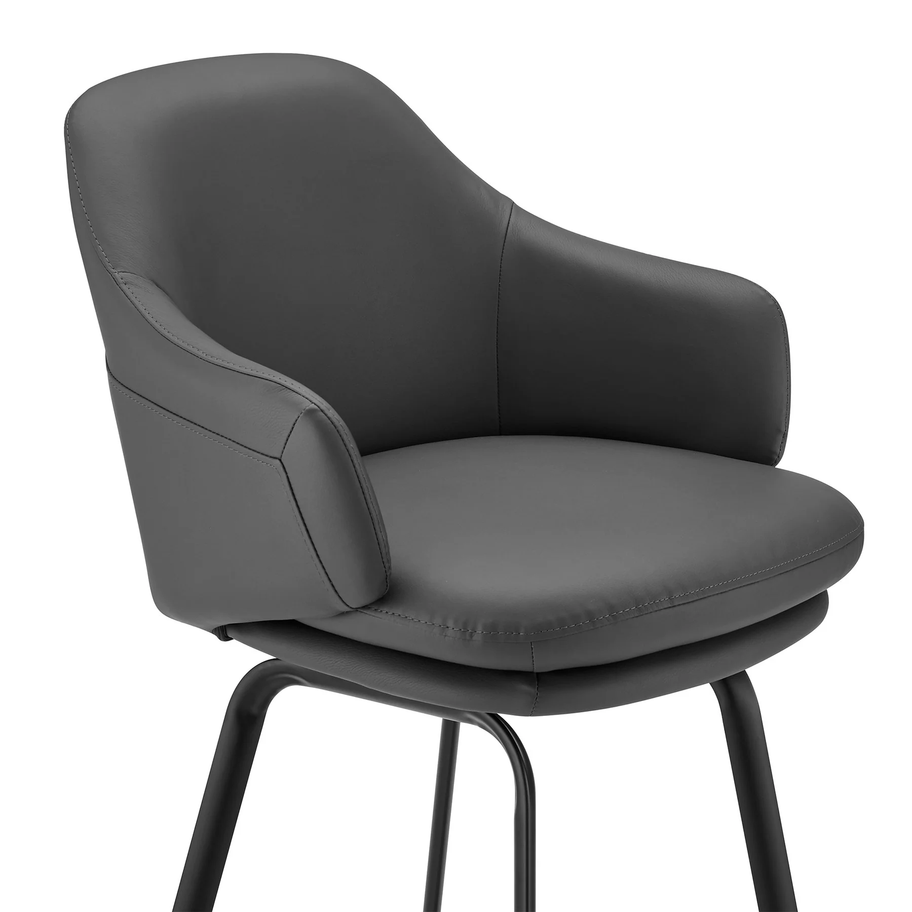 Brigden Gray Faux Leather and Black Metal Swivel 30" Bar Stool - Image 6