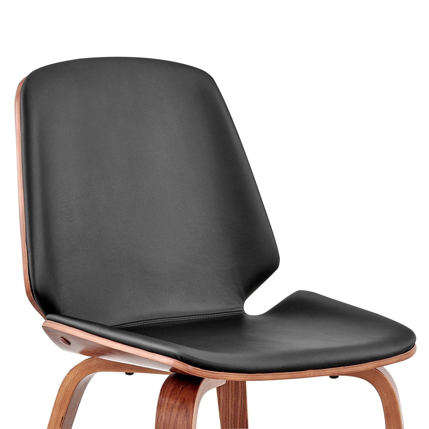 Brinley Black Faux Leather and Walnut Wood Dining Room Accent Chair - Image 6