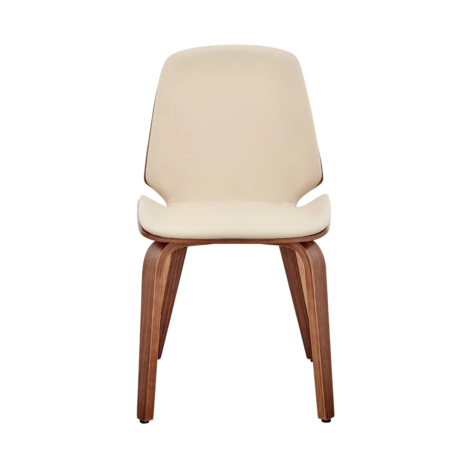 Brinley Cream Faux Leather and Walnut Wood Dining Room Accent Chair - Image 2