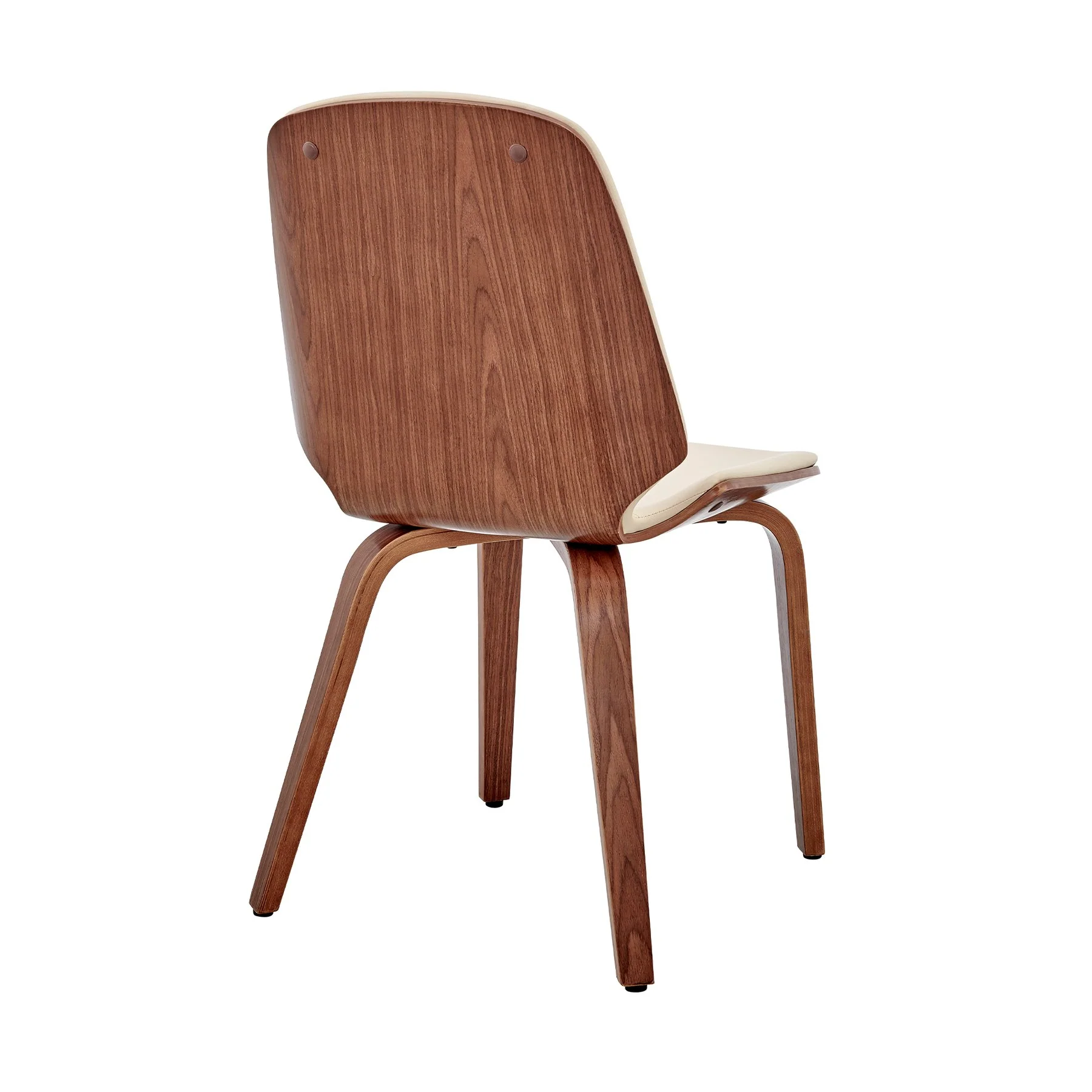 Brinley Cream Faux Leather and Walnut Wood Dining Room Accent Chair - Image 4